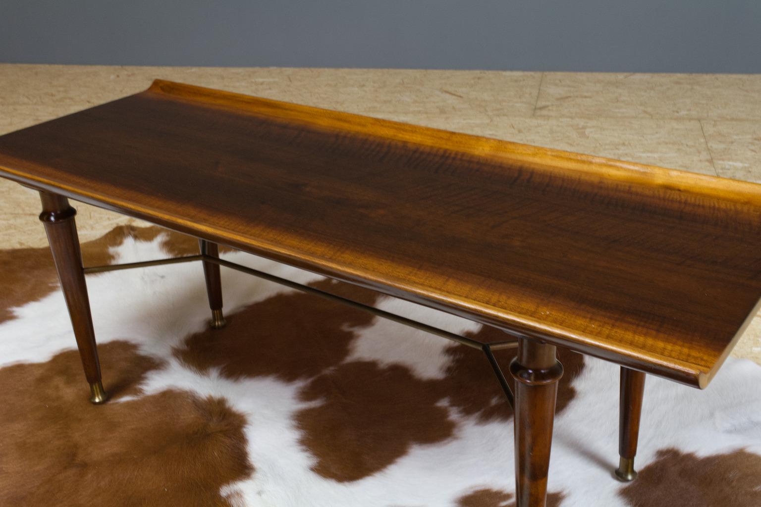 Mid-Century Modern Modernist Coffee Table in Mahogany and Brass Poly-Z Series Art Deco A.Patijn For Sale