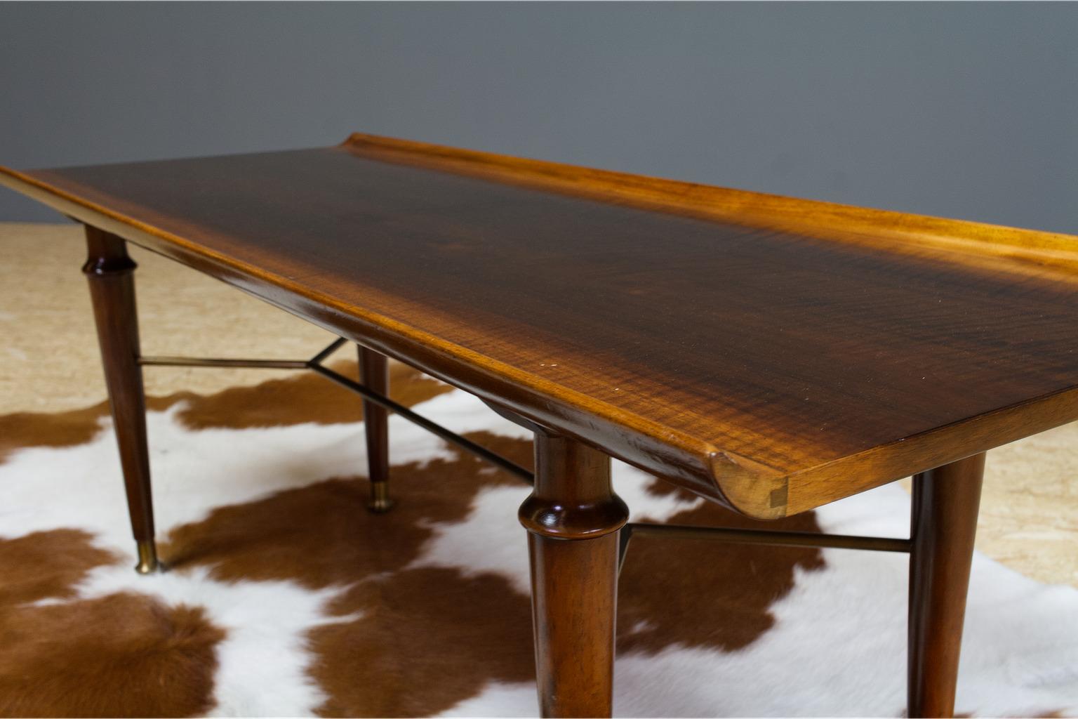 Dutch Modernist Coffee Table in Mahogany and Brass Poly-Z Series Art Deco A.Patijn For Sale