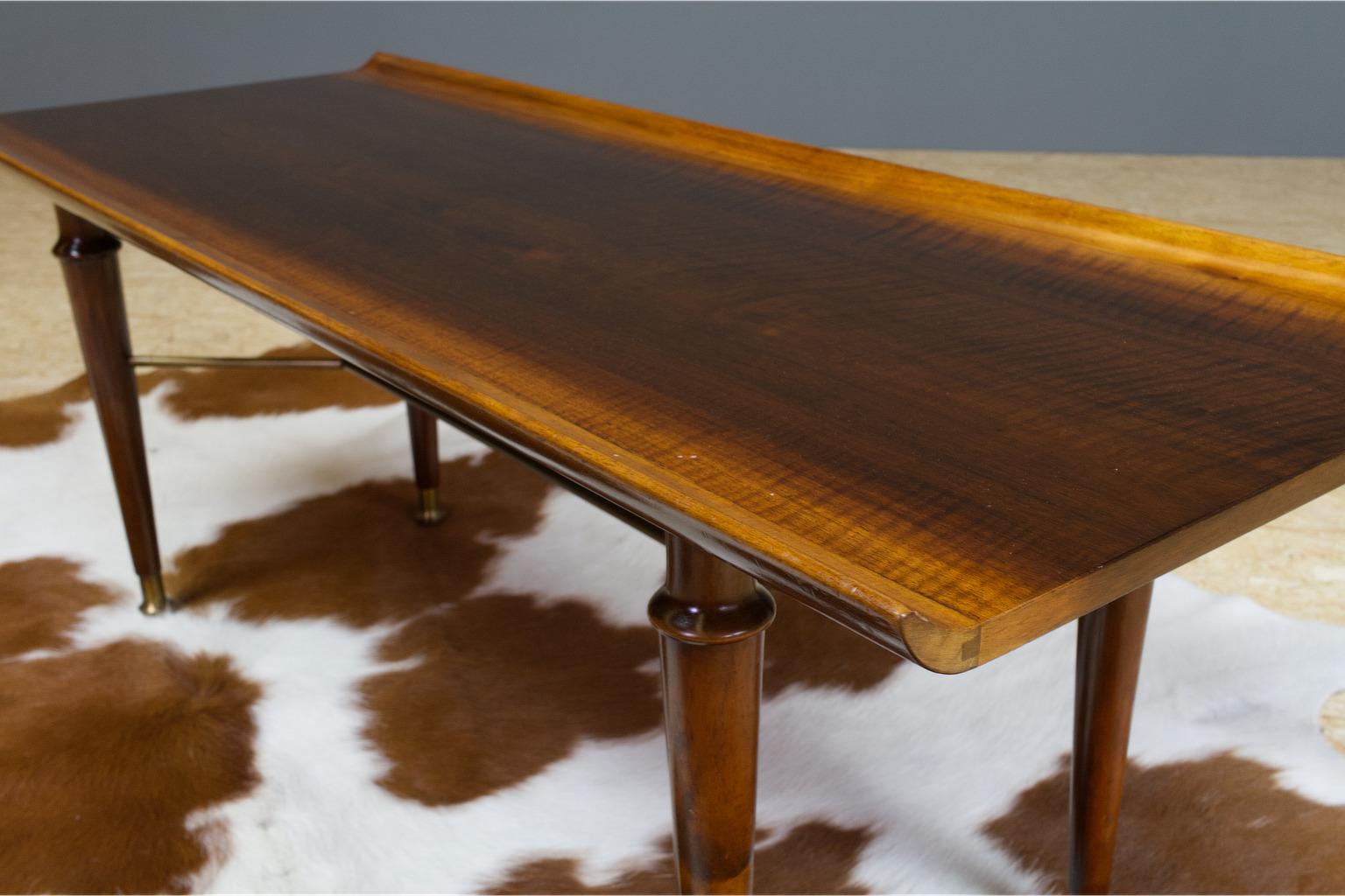 Mid-20th Century Modernist Coffee Table in Mahogany and Brass Poly-Z Series Art Deco A.Patijn For Sale