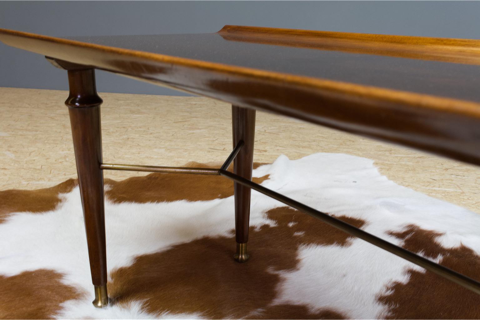 Modernist Coffee Table in Mahogany and Brass Poly-Z Series Art Deco A.Patijn For Sale 1