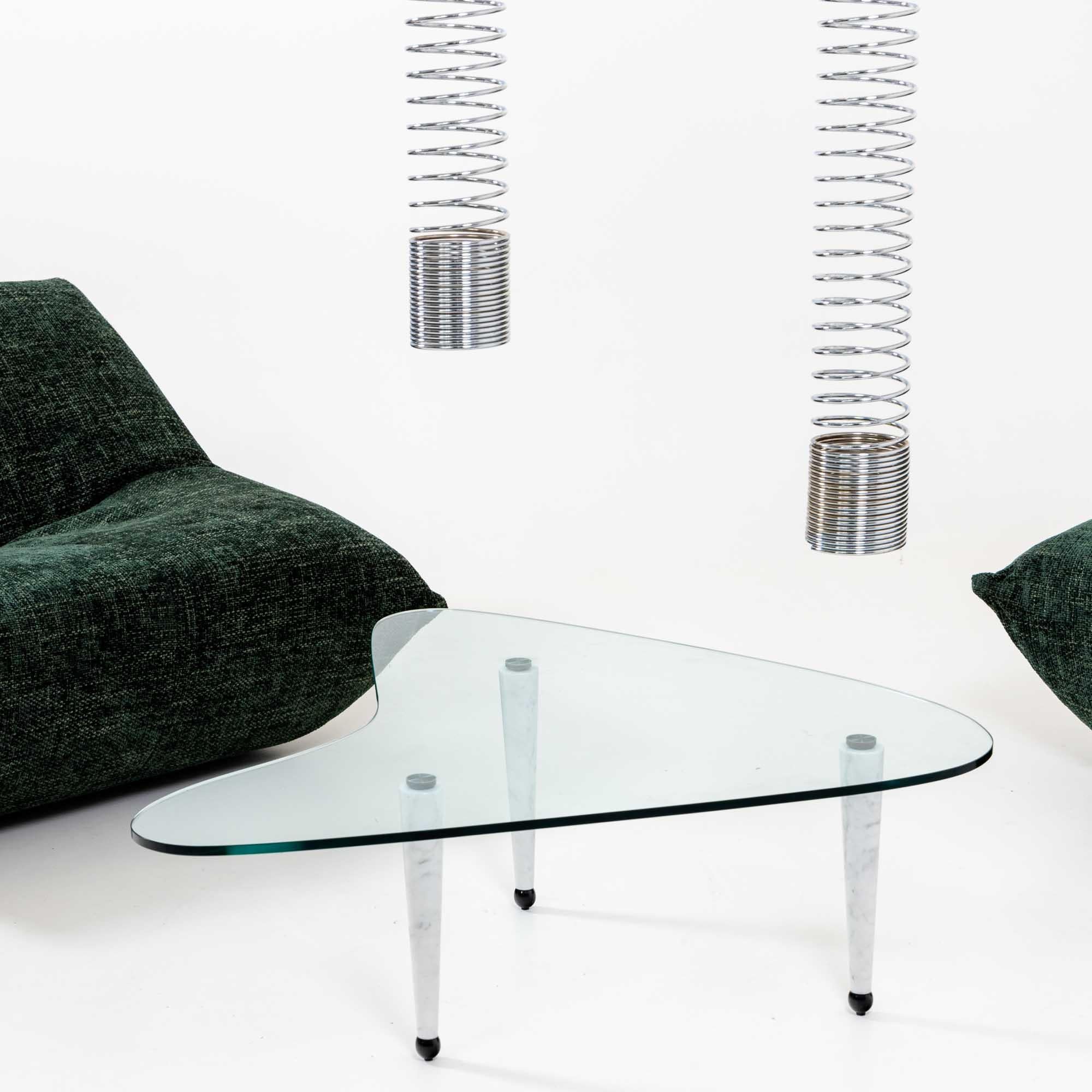 20th Century Modernist Coffee Table With Marble Legs, Italy 20th century For Sale