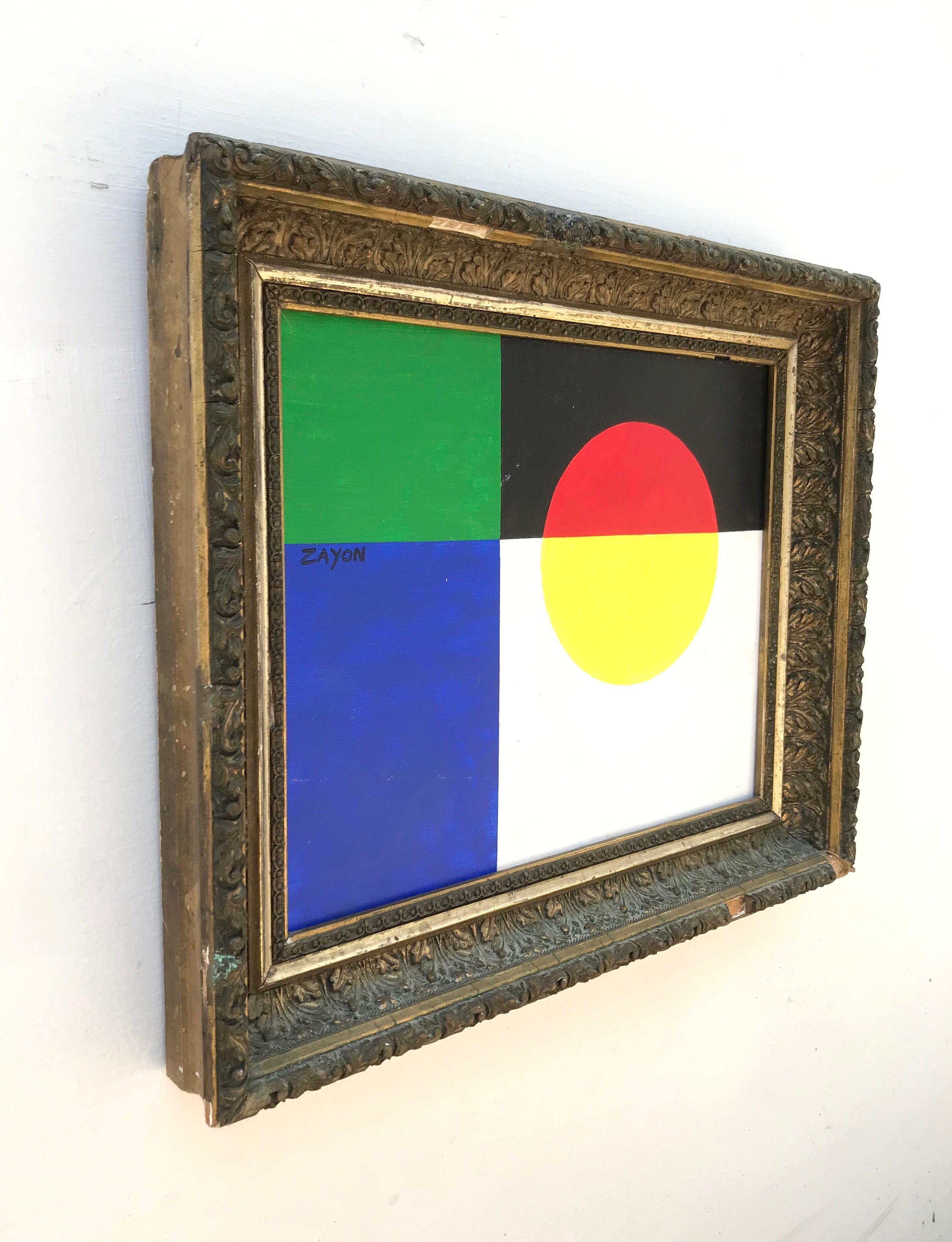 Modernist Color Block Abstract Painting by Seymour Zayon In Good Condition For Sale In Charlottesville, VA