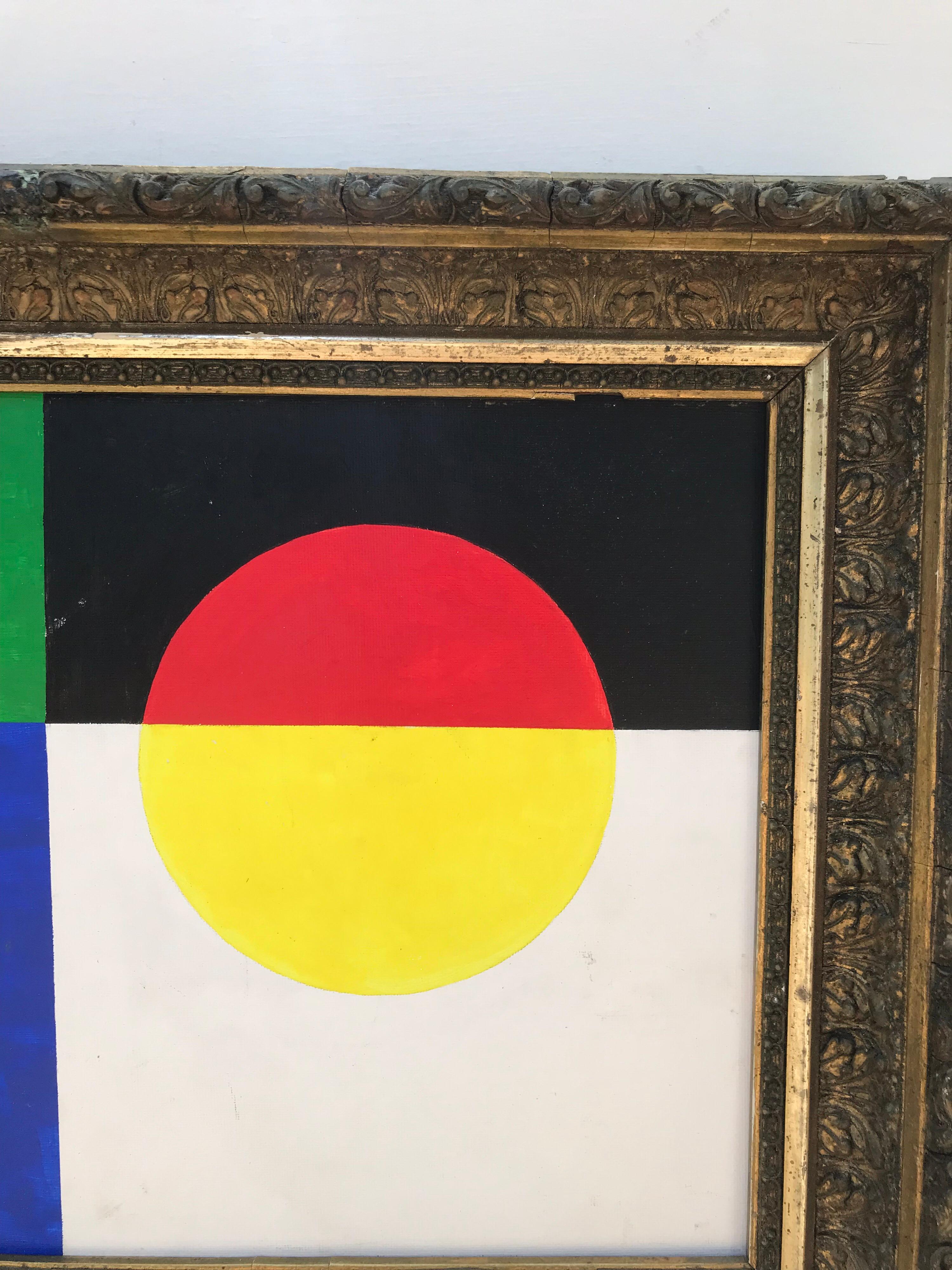 Giltwood Modernist Color Block Abstract Painting by Seymour Zayon For Sale
