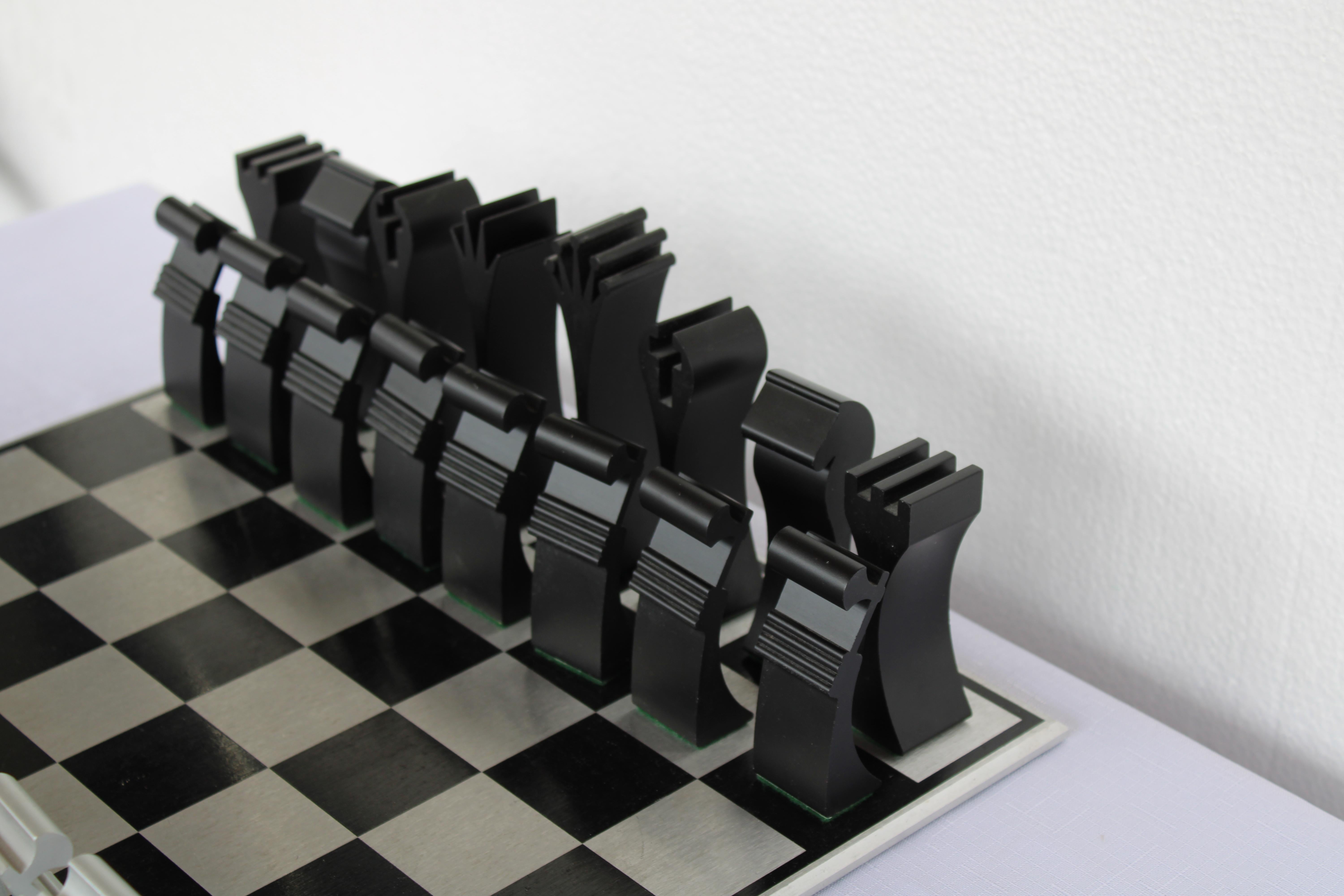 American Modernist Columbia Aluminum Chess Set by Scott Wolfe For Sale