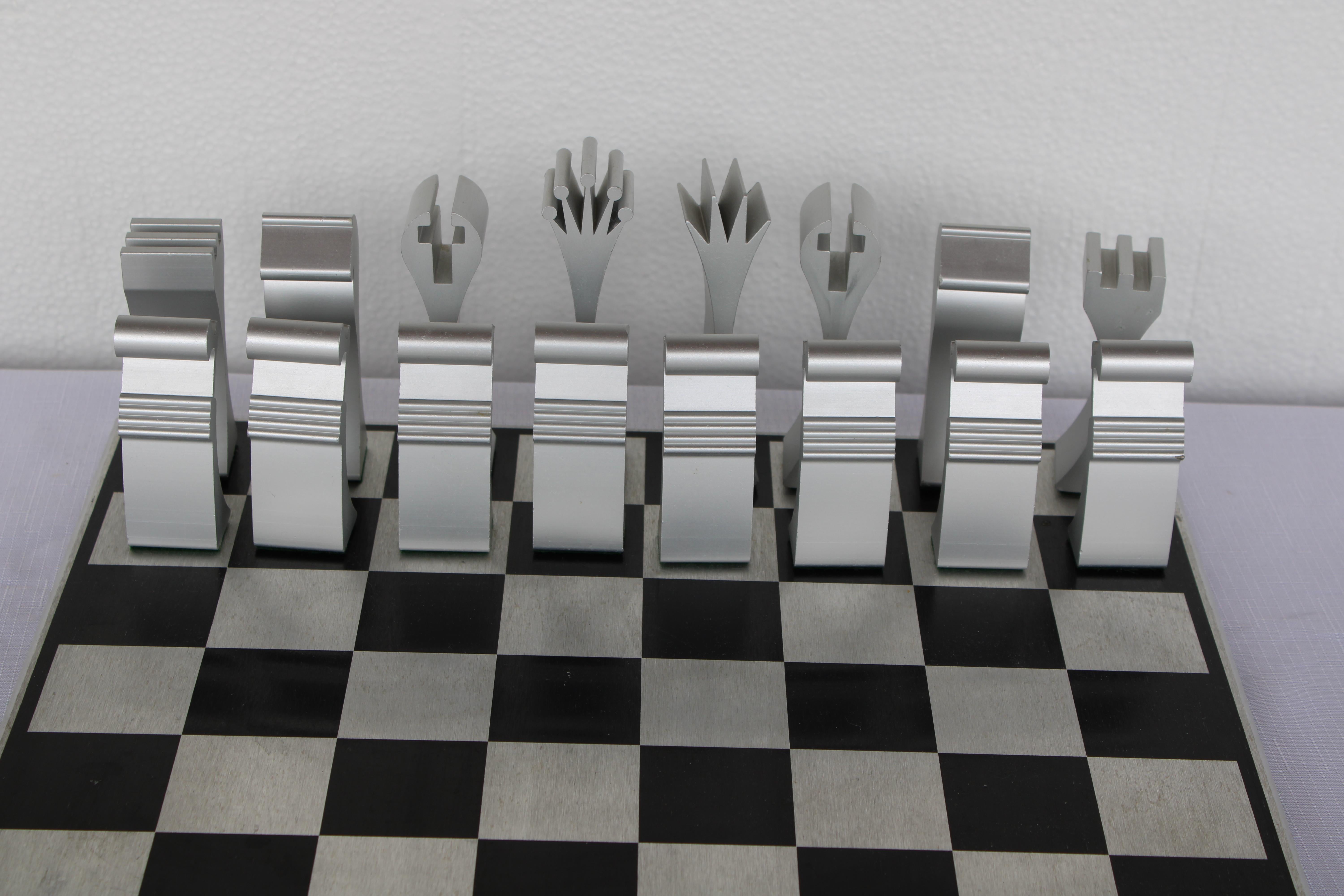 Modernist Columbia Aluminum Chess Set by Scott Wolfe For Sale 2