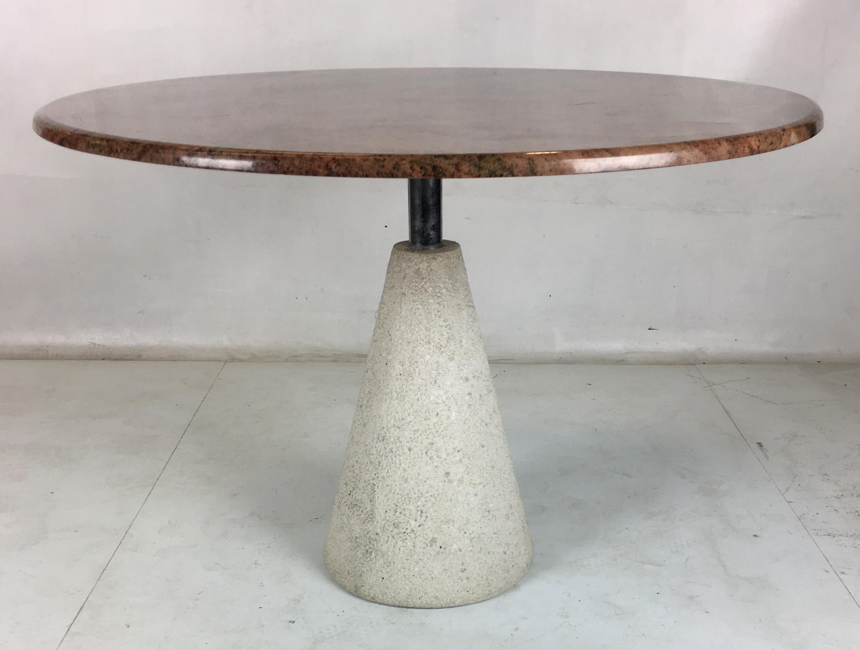 Italian Modernist Concrete and Steel Dining Table by Saporiti Italia