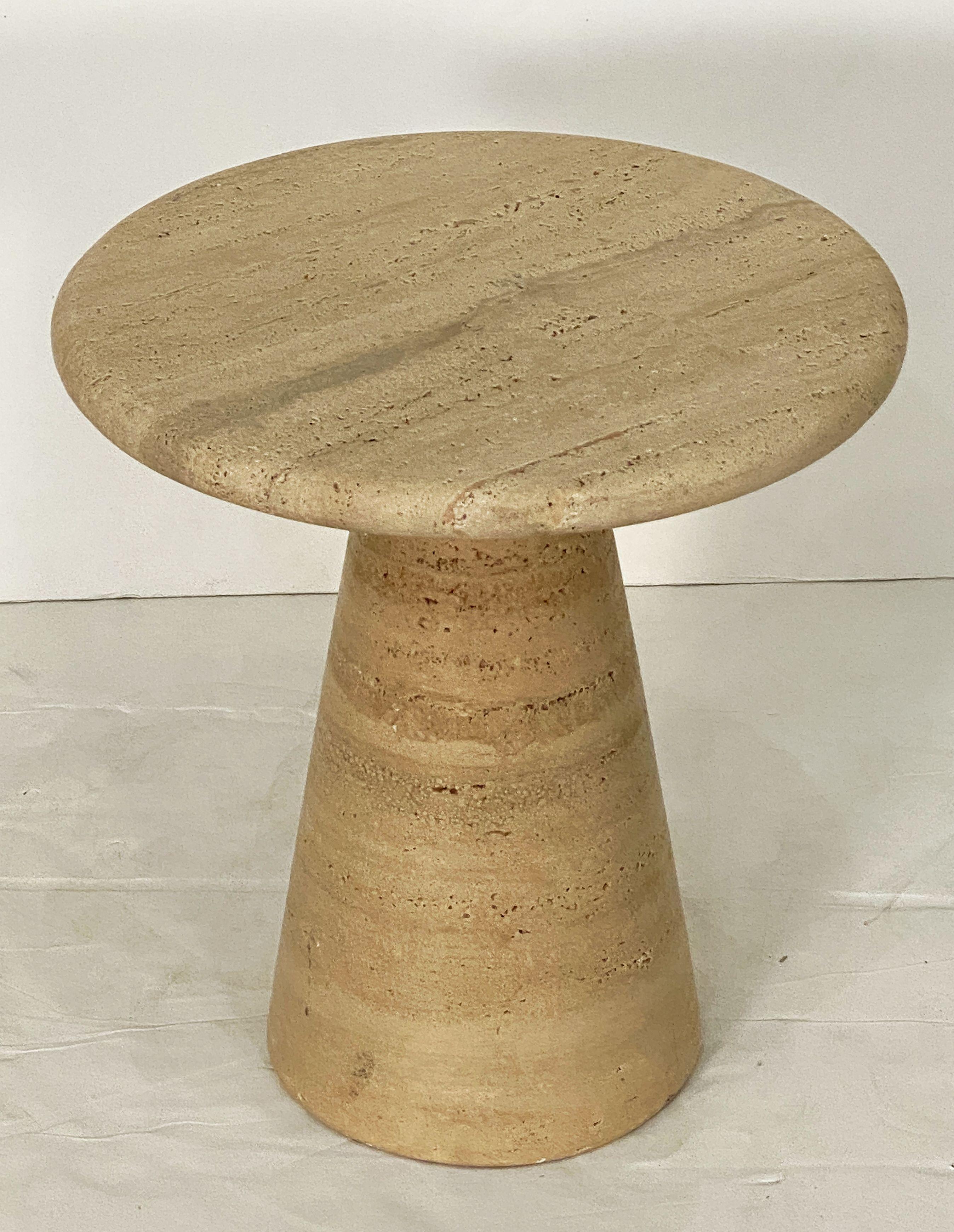 Modernist Conical Table of Travertine Stone from Italy (Four Available) For Sale 5