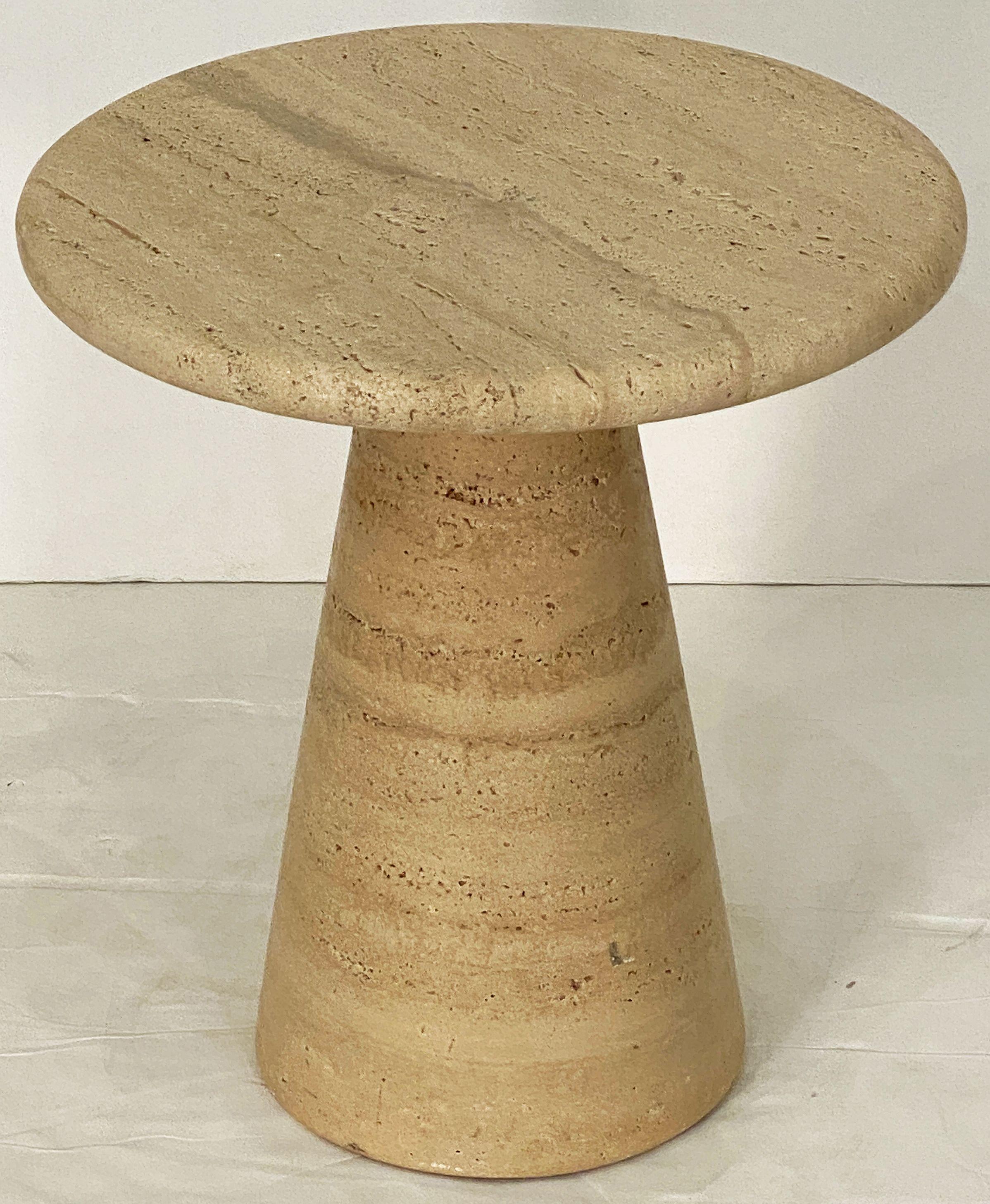 Modernist Conical Table of Travertine Stone from Italy (Four Available) For Sale 6