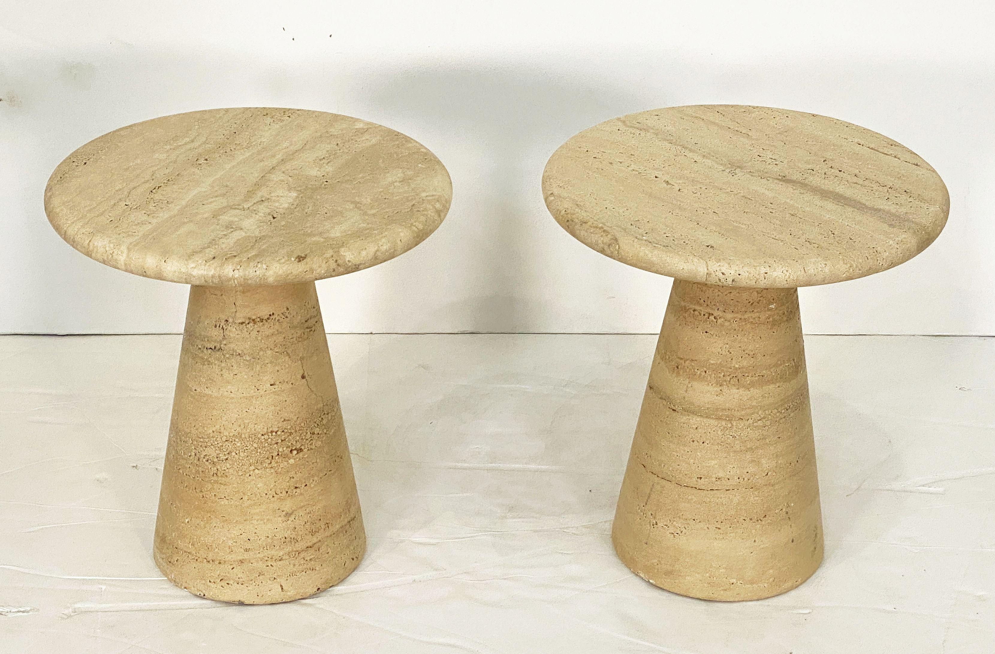 Modernist Conical Table of Travertine Stone from Italy (Four Available) For Sale 7