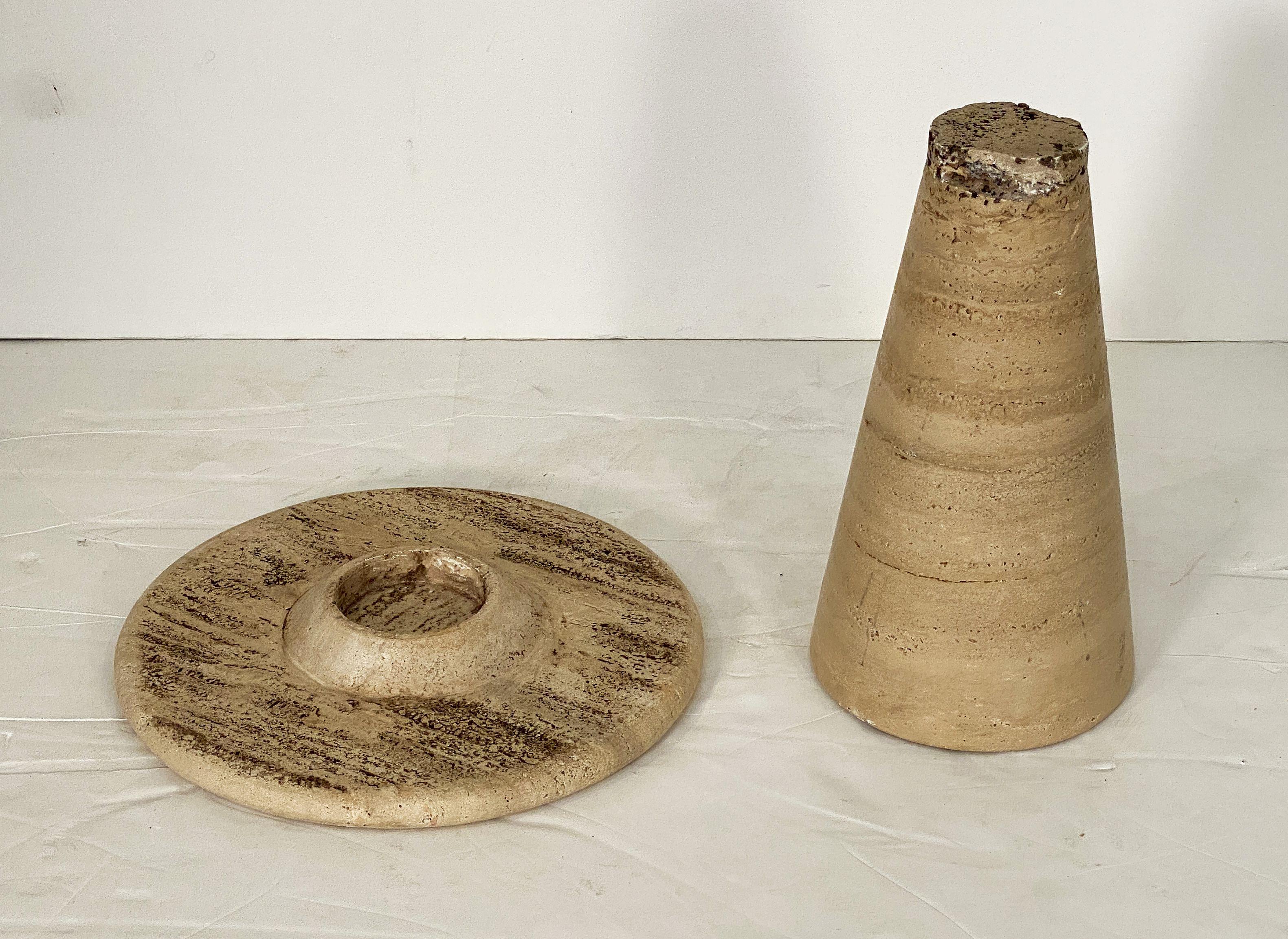 Modernist Conical Table of Travertine Stone from Italy (Four Available) For Sale 8