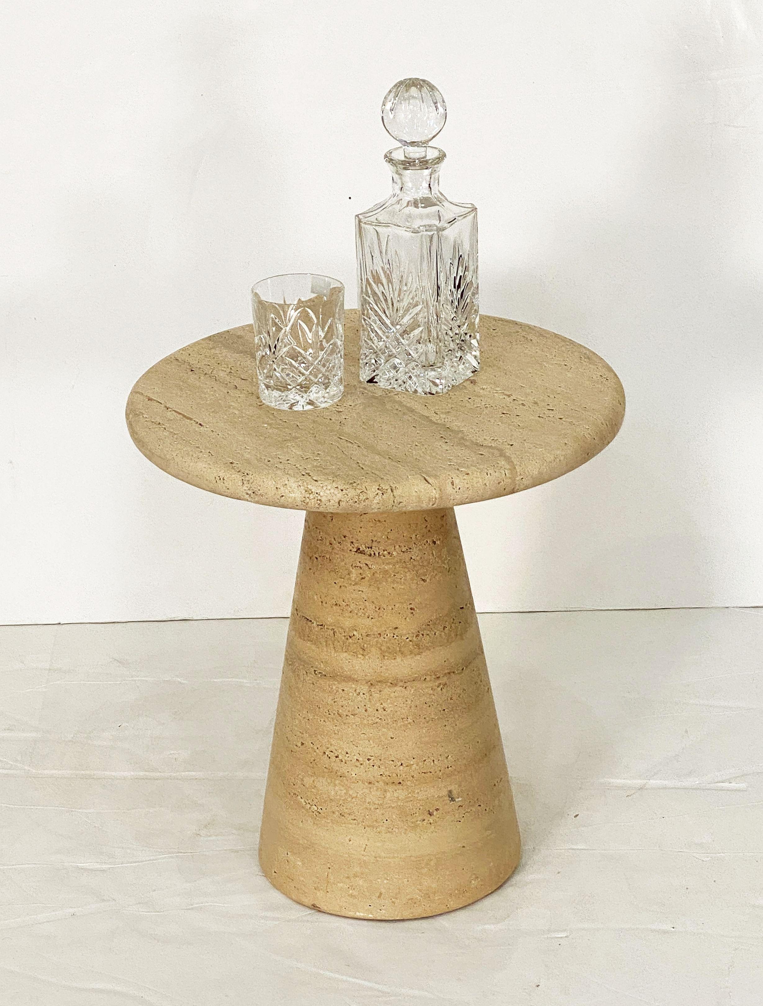 Modernist Conical Table of Travertine Stone from Italy (Four Available) For Sale 9