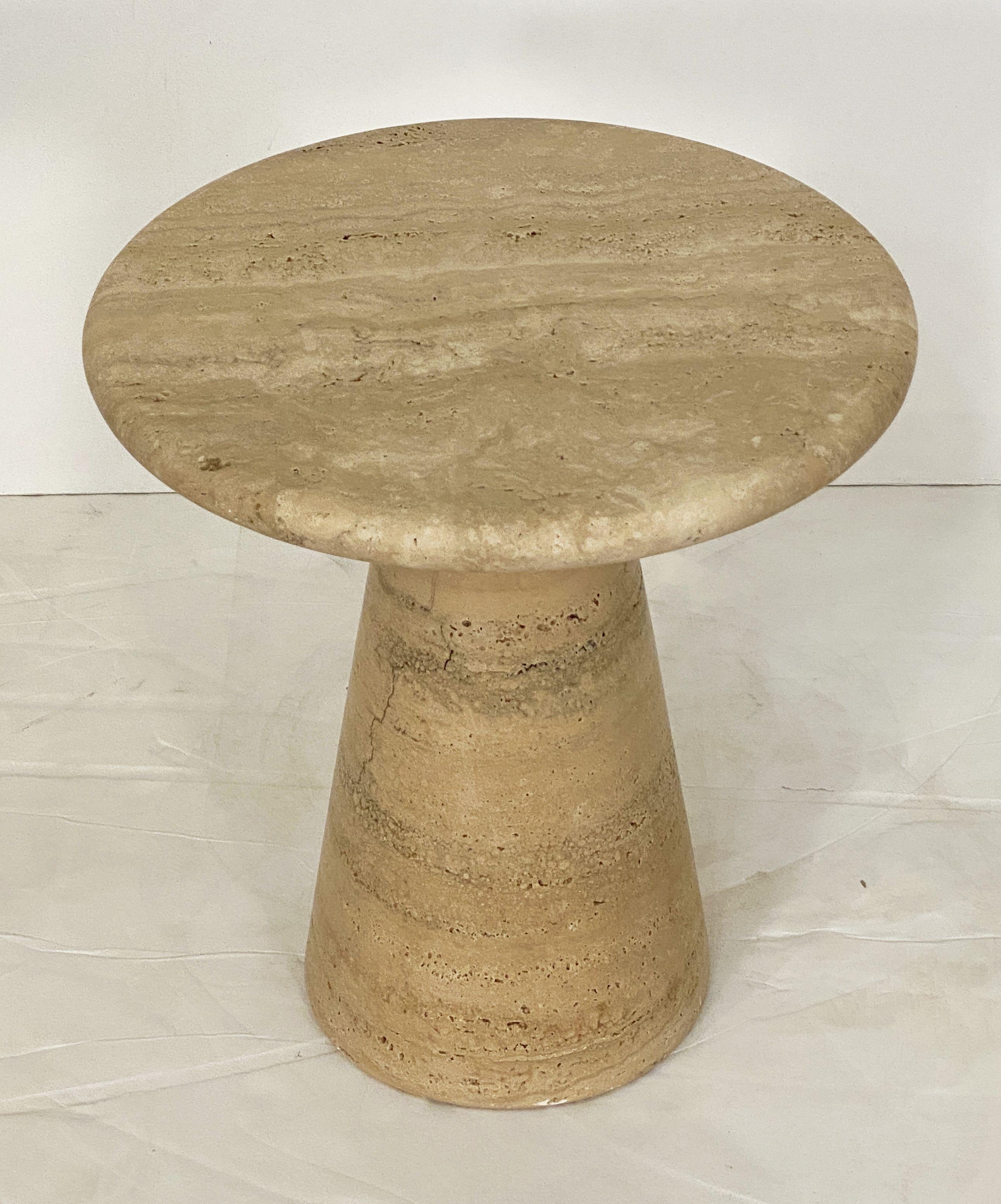 Modernist Conical Table of Travertine Stone from Italy (Four Available) For Sale 10