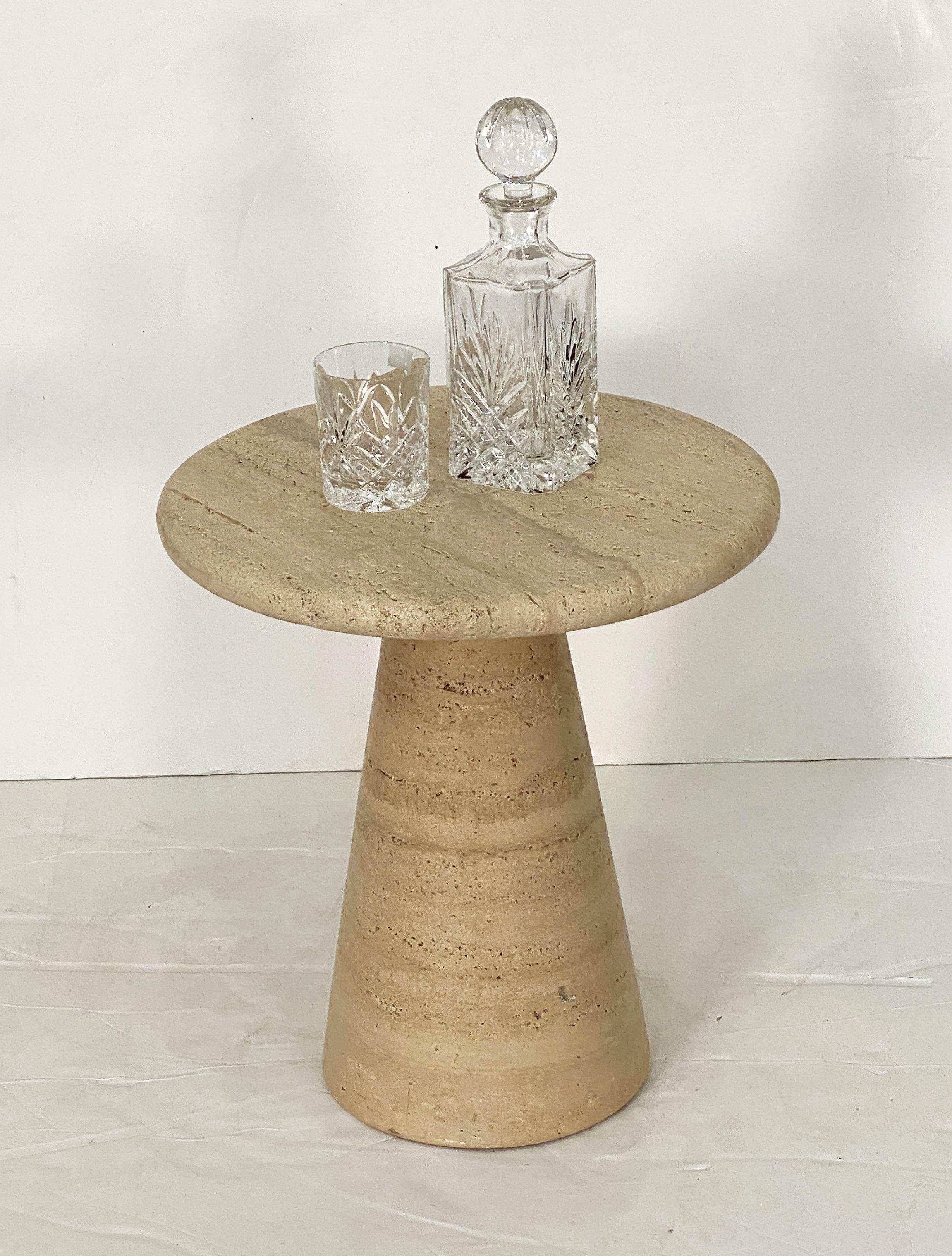 Modernist Conical Table of Travertine Stone from Italy (Four Available) For Sale 11