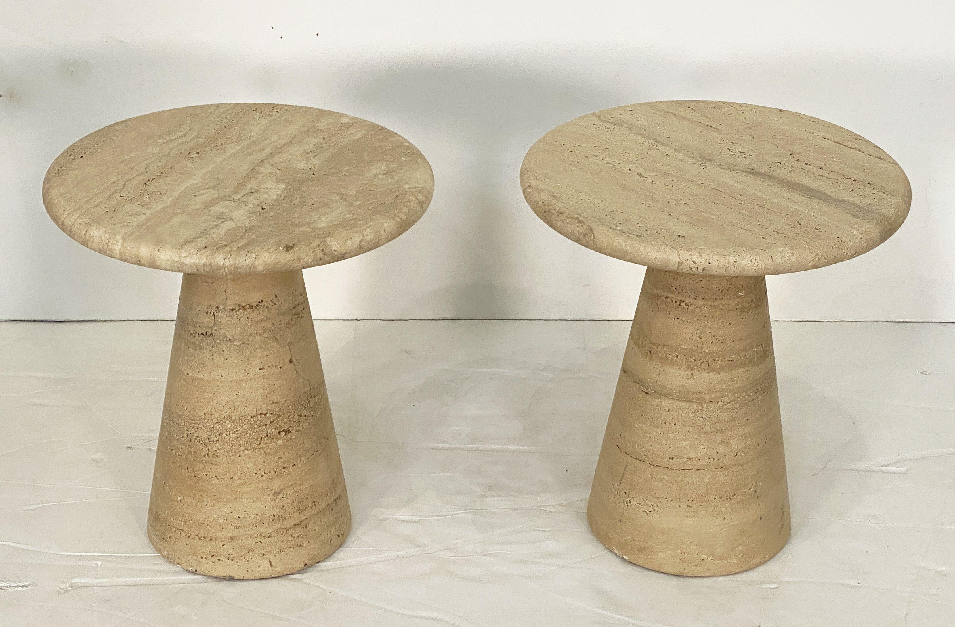 Modernist Conical Table of Travertine Stone from Italy (Four Available) For Sale 12