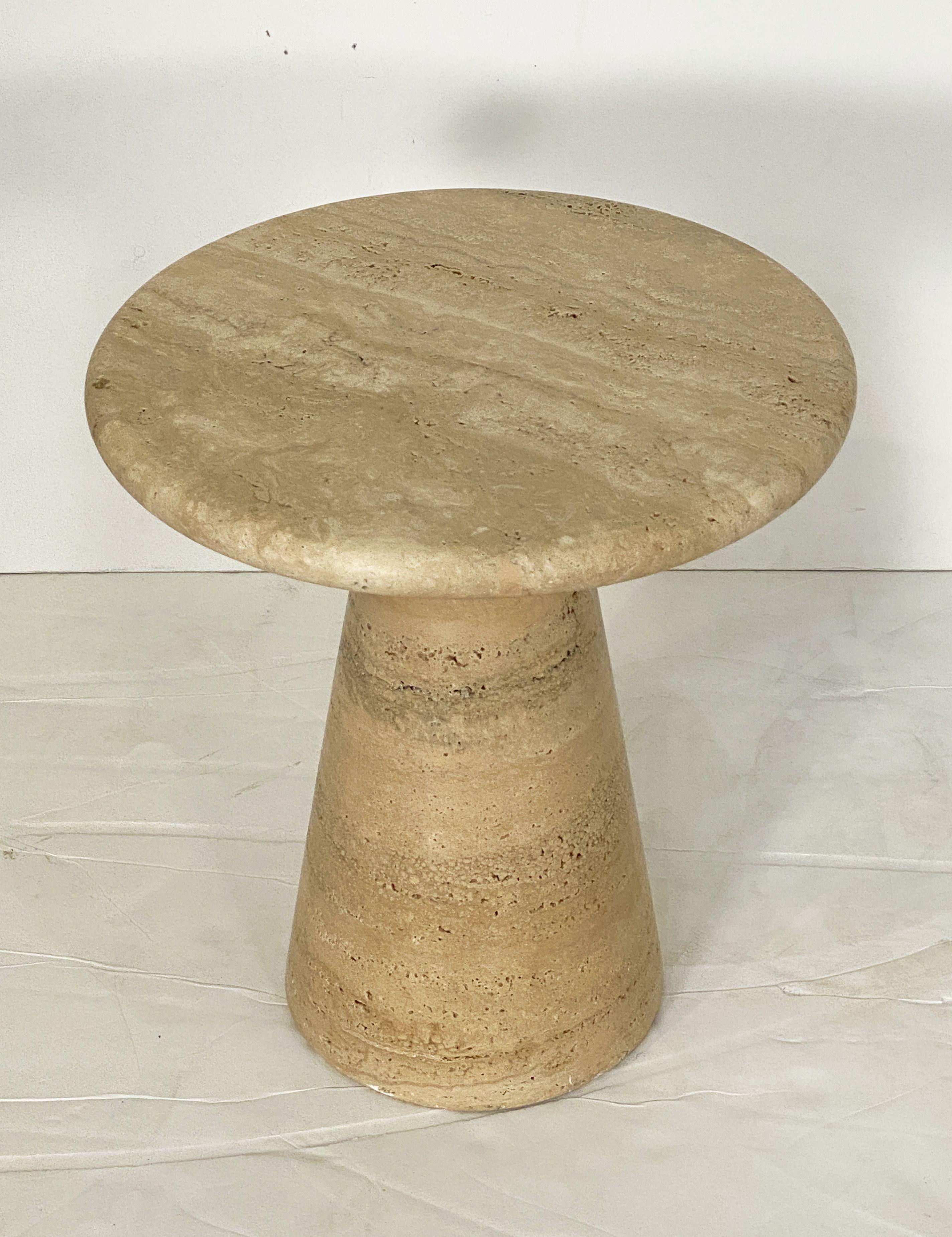20th Century Modernist Conical Table of Travertine Stone from Italy (Four Available) For Sale