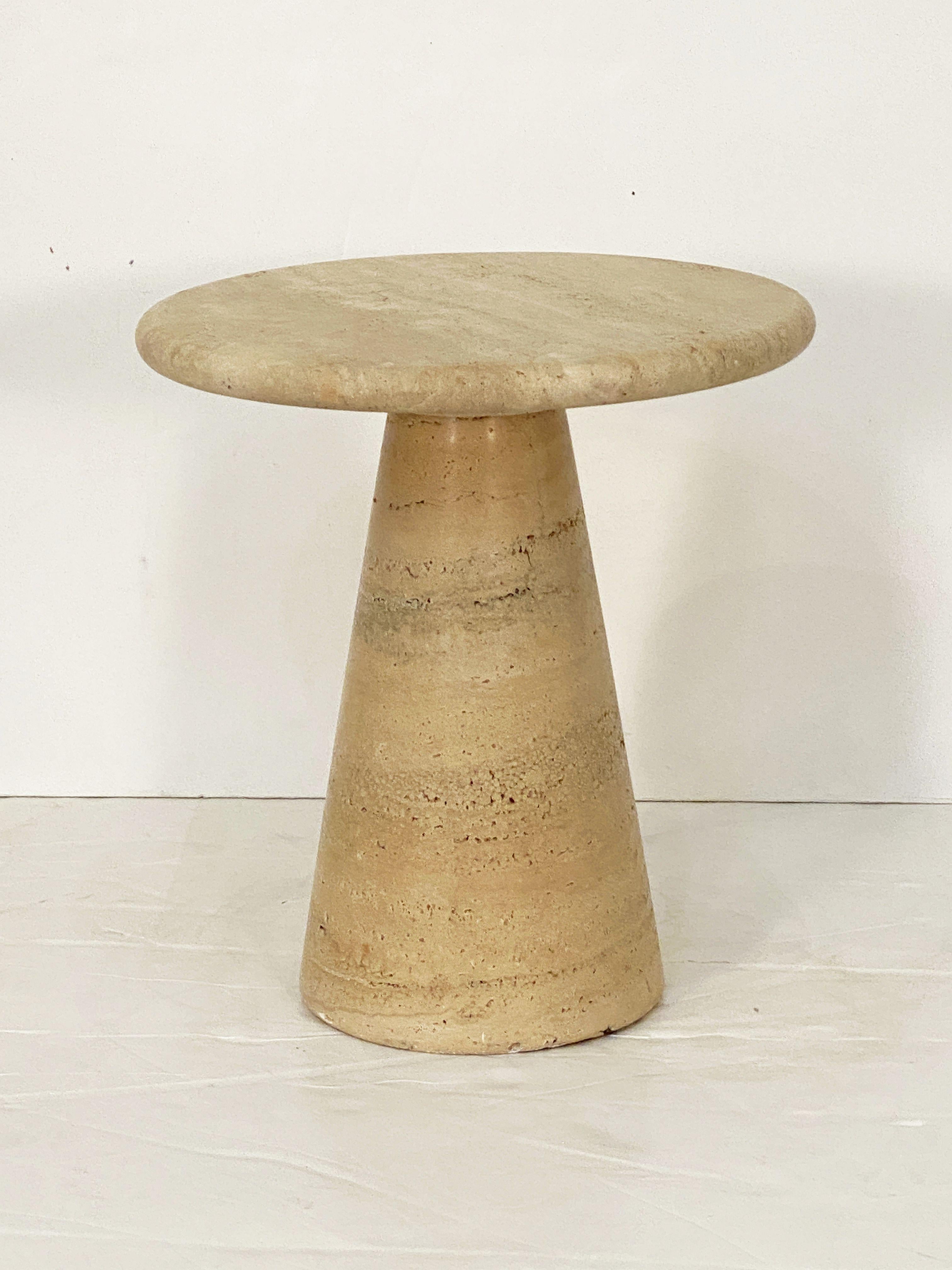 Modernist Conical Table of Travertine Stone from Italy (Four Available) For Sale 2