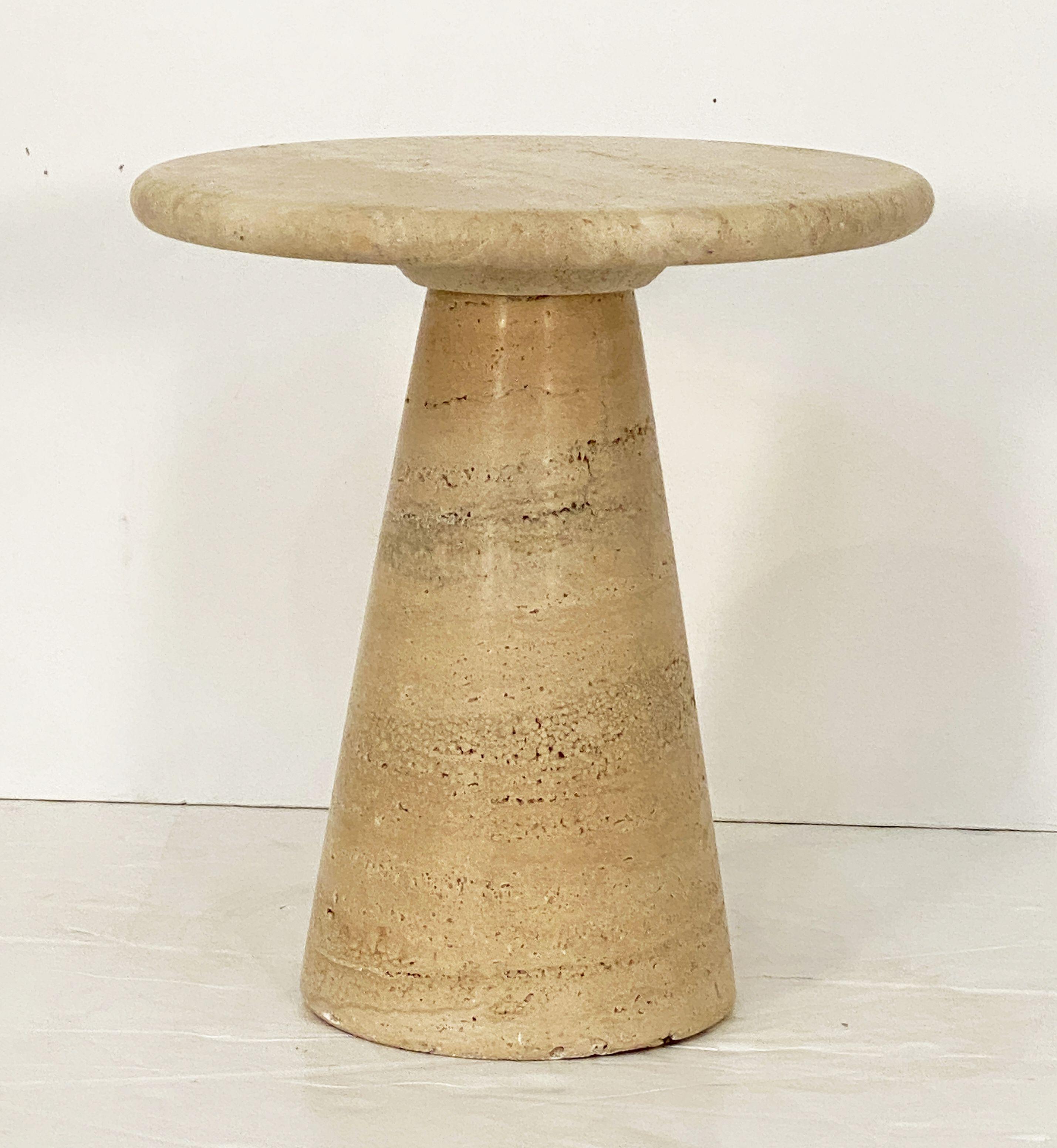 Modernist Conical Table of Travertine Stone from Italy (Four Available) For Sale 3