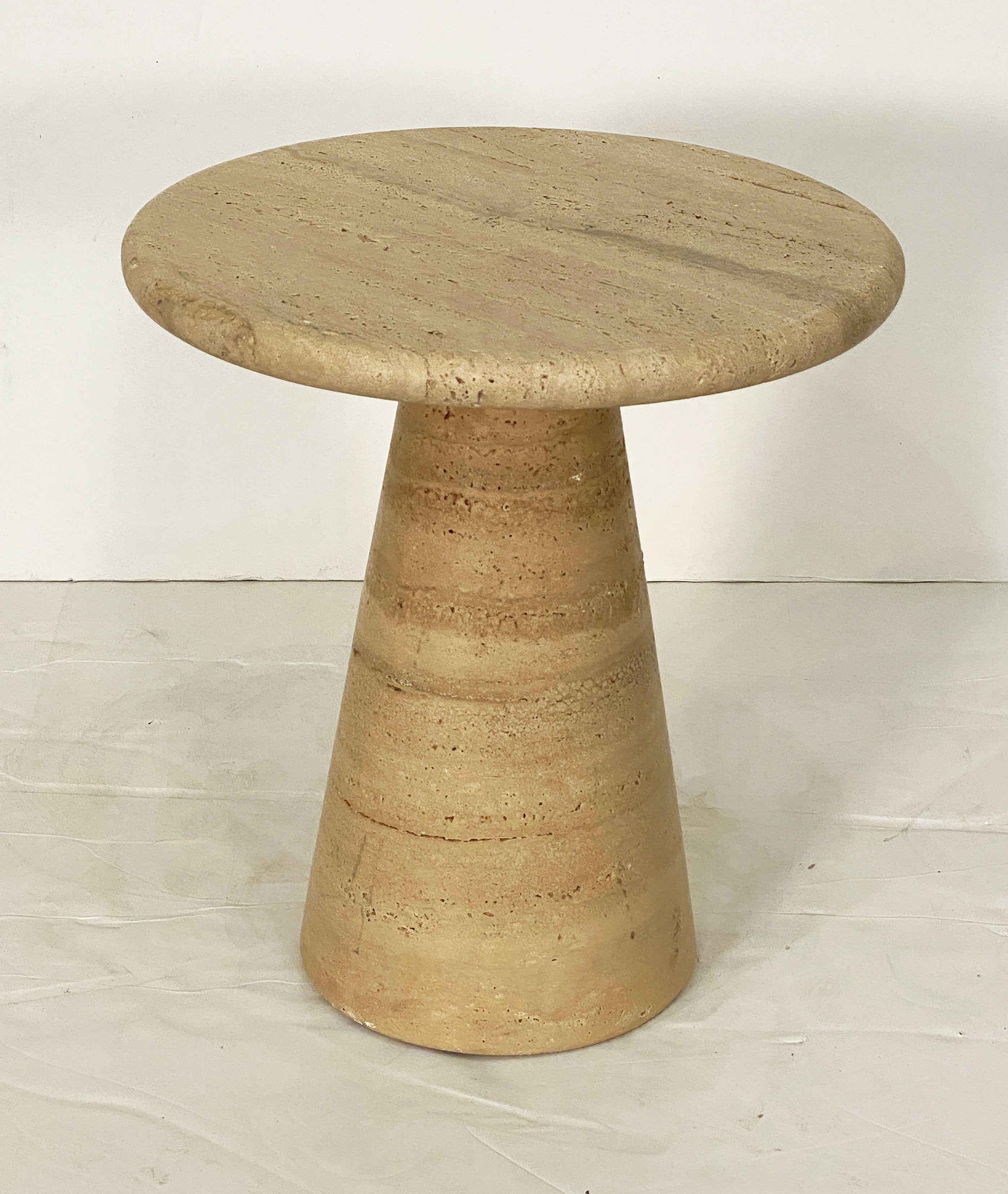 Modernist Conical Table of Travertine Stone from Italy (Four Available) For Sale 4