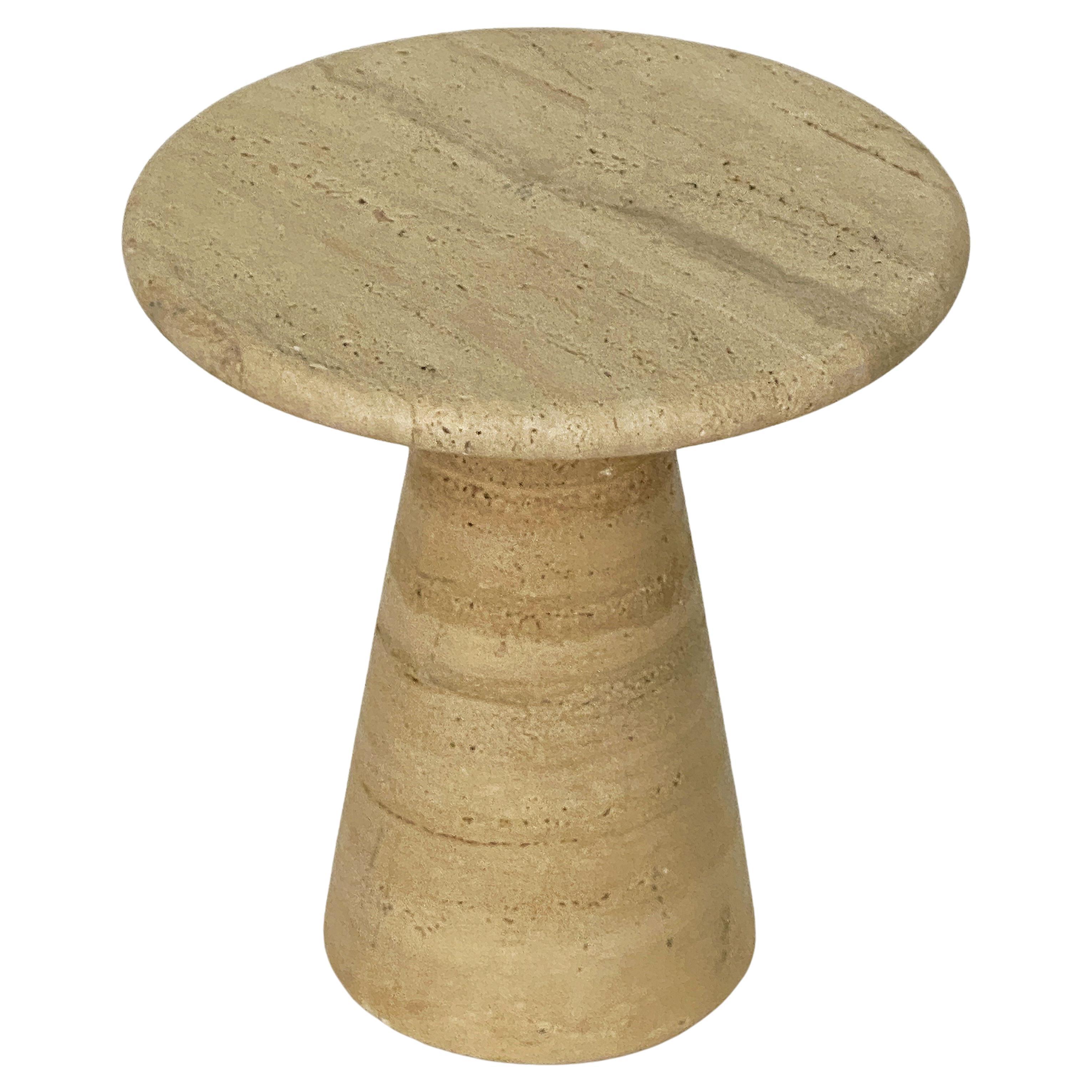 Modernist Conical Table of Travertine Stone from Italy (Four Available) For Sale