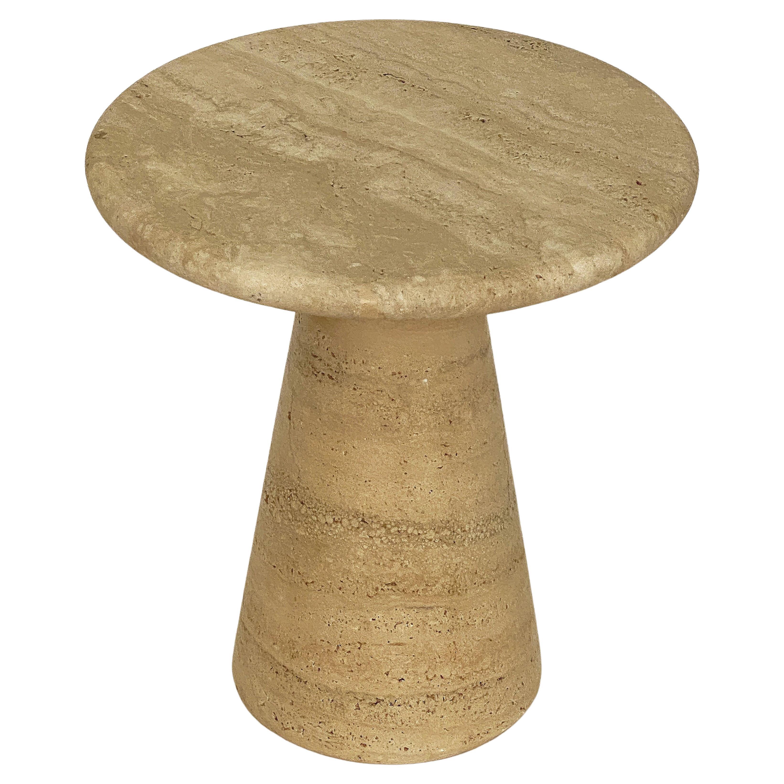Modernist Conical Table of Travertine Stone from Italy (Four Available)