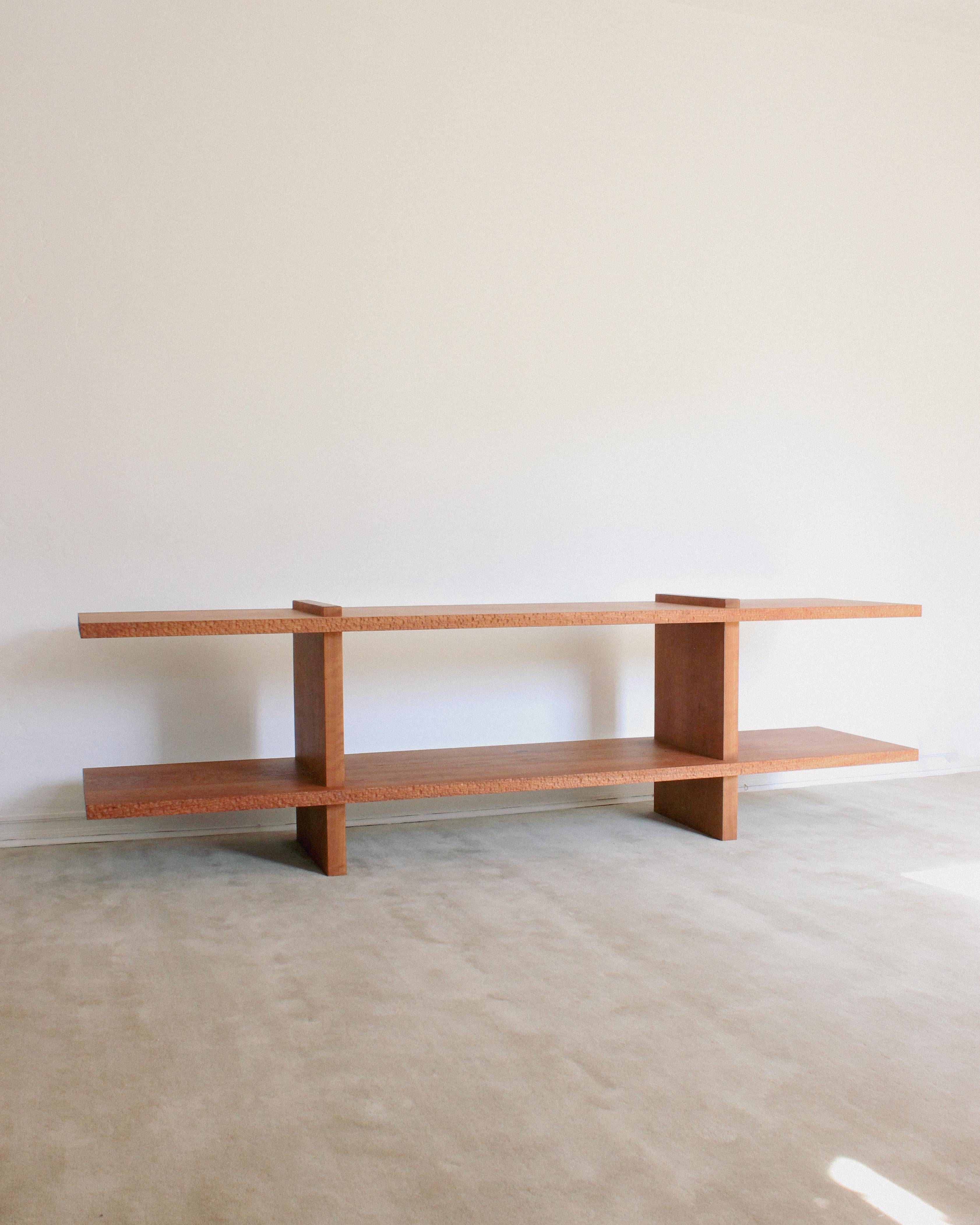 American Modernist Console in Cherry Wood with Textured Edges, 2023 For Sale