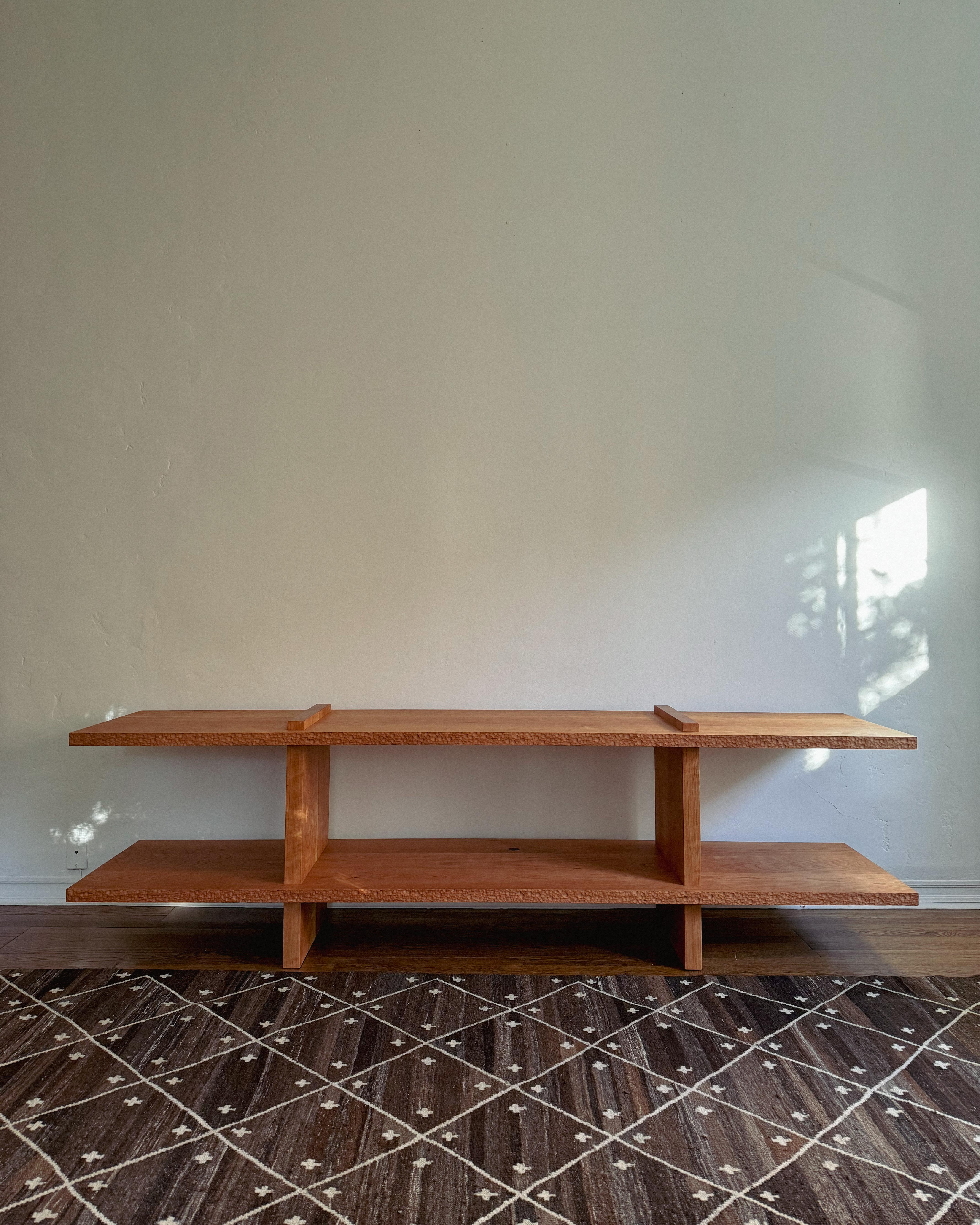 Modernist Console in Cherry Wood with Textured Edges, 2023 In New Condition For Sale In Los Angeles, CA
