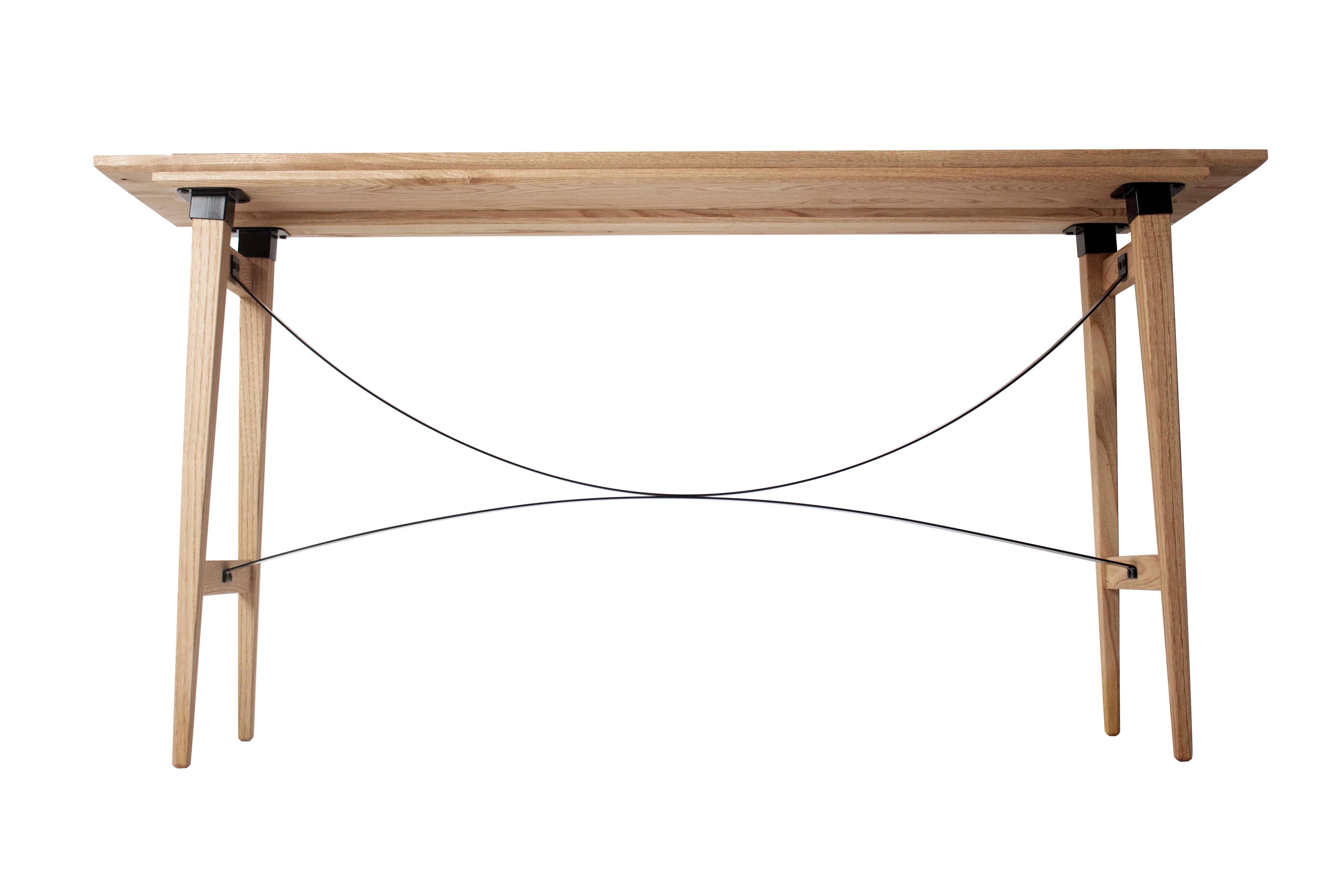 Contemporary Modernist Console Table in Chestnut with Architectural Steel Details For Sale