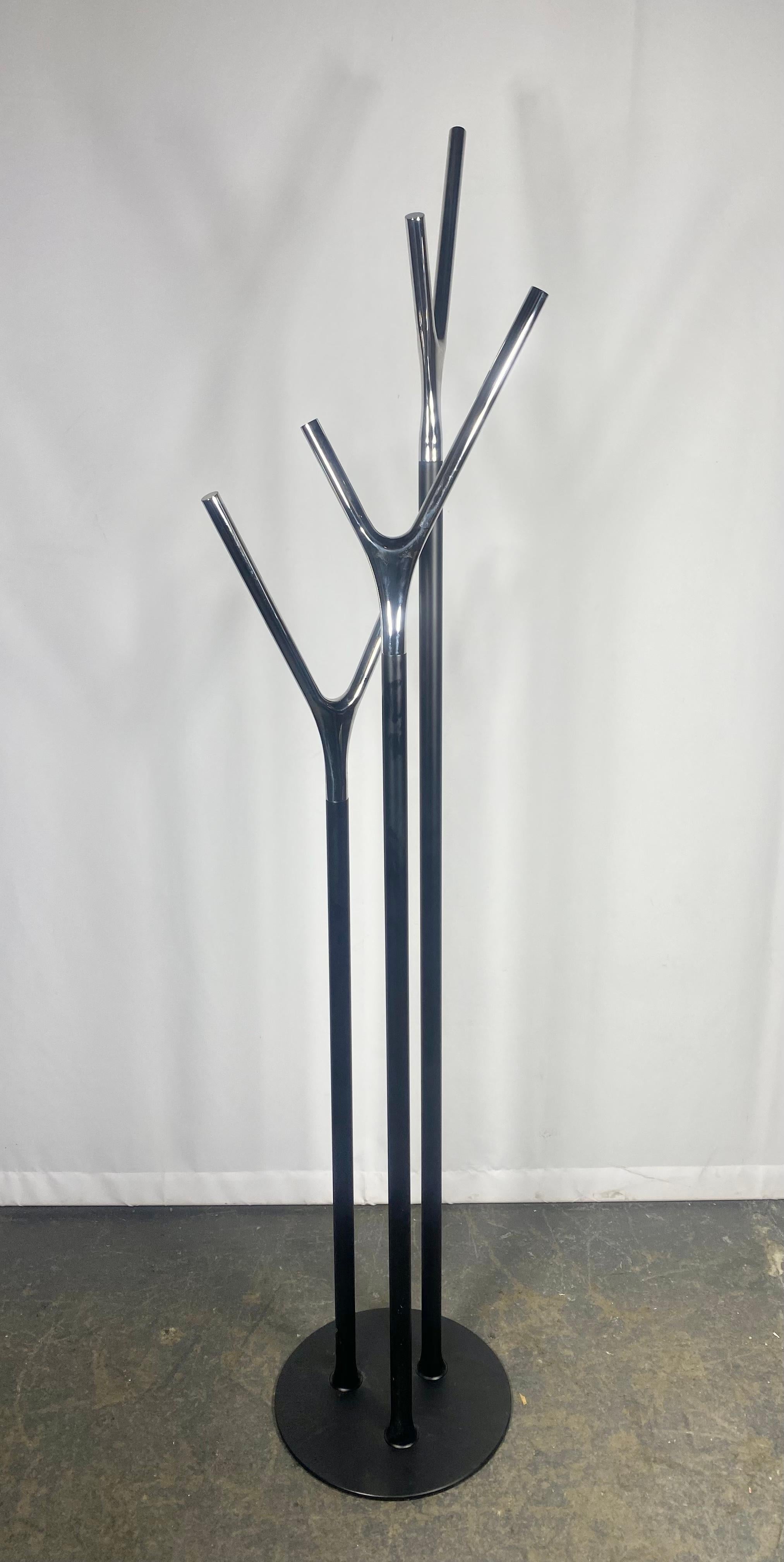 Cold-Painted Modernist Contemporary Wishbone Coat Stand - Mirror Chrome by Busk+Hertzog For Sale