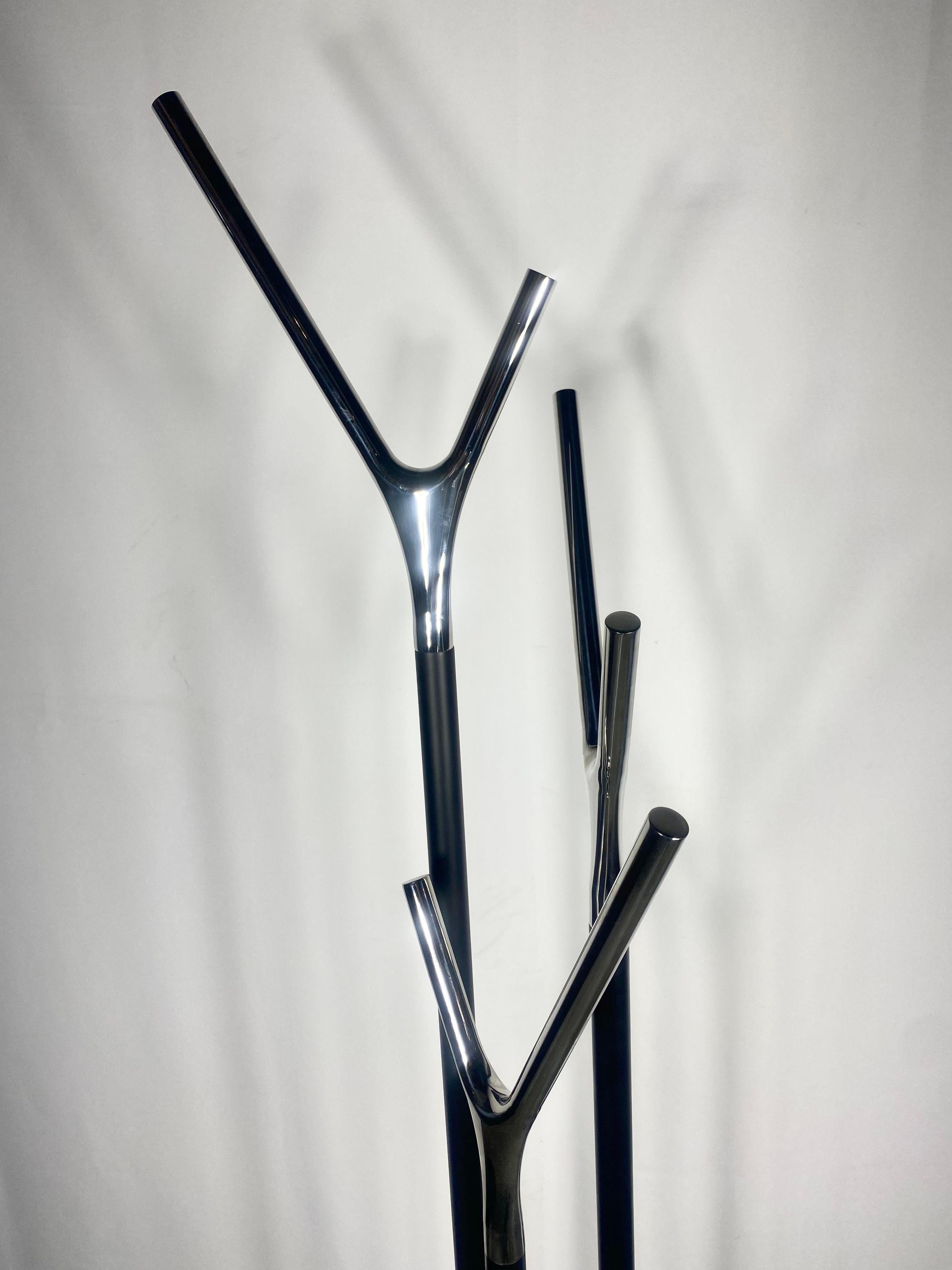 Modernist Contemporary Wishbone Coat Stand - Mirror Chrome by Busk+Hertzog In Good Condition For Sale In Buffalo, NY