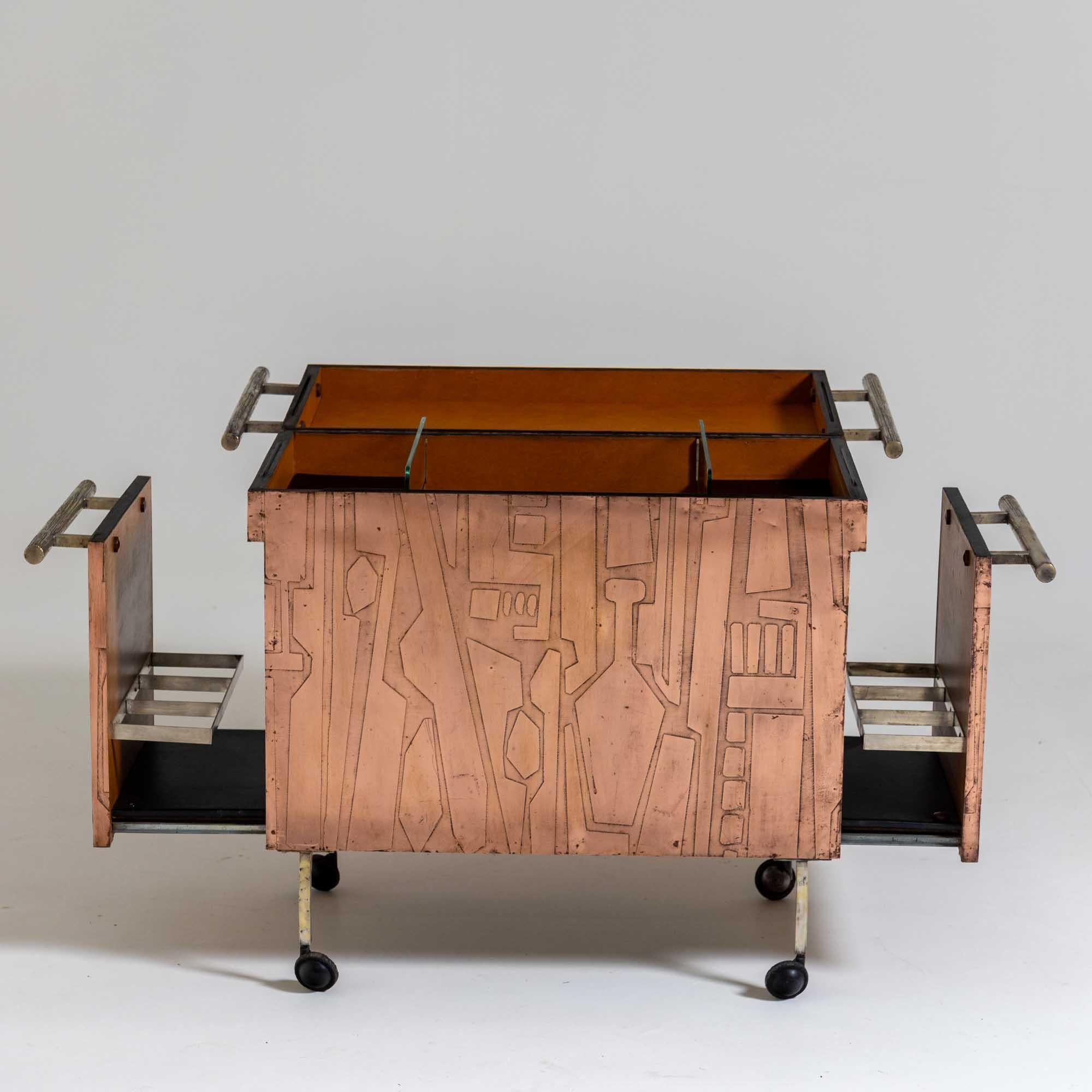 Modernist Copper Bar Cart For Sale 1