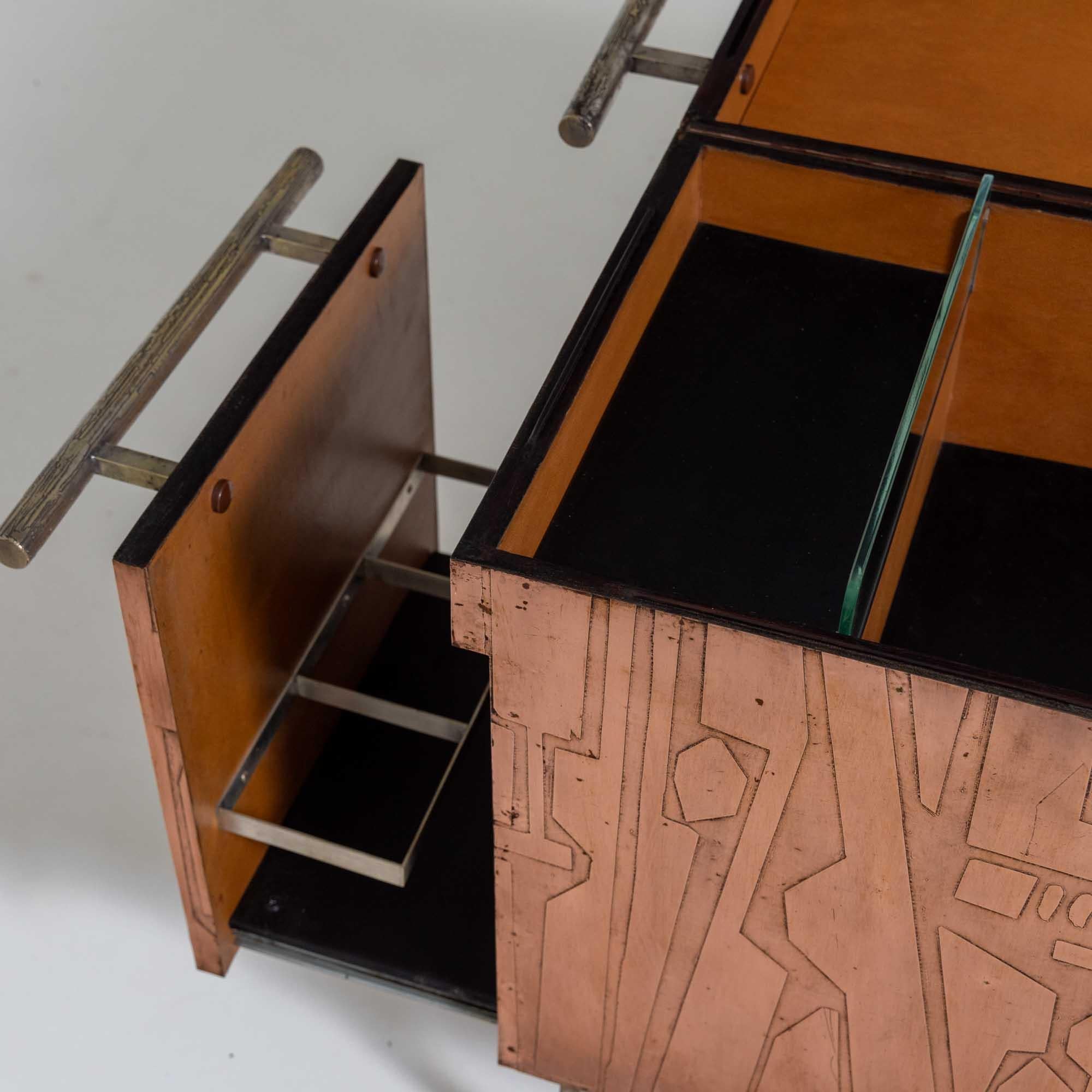 Modernist Copper Bar Cart For Sale 2