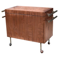 Used Modernist Copper Bar Cart