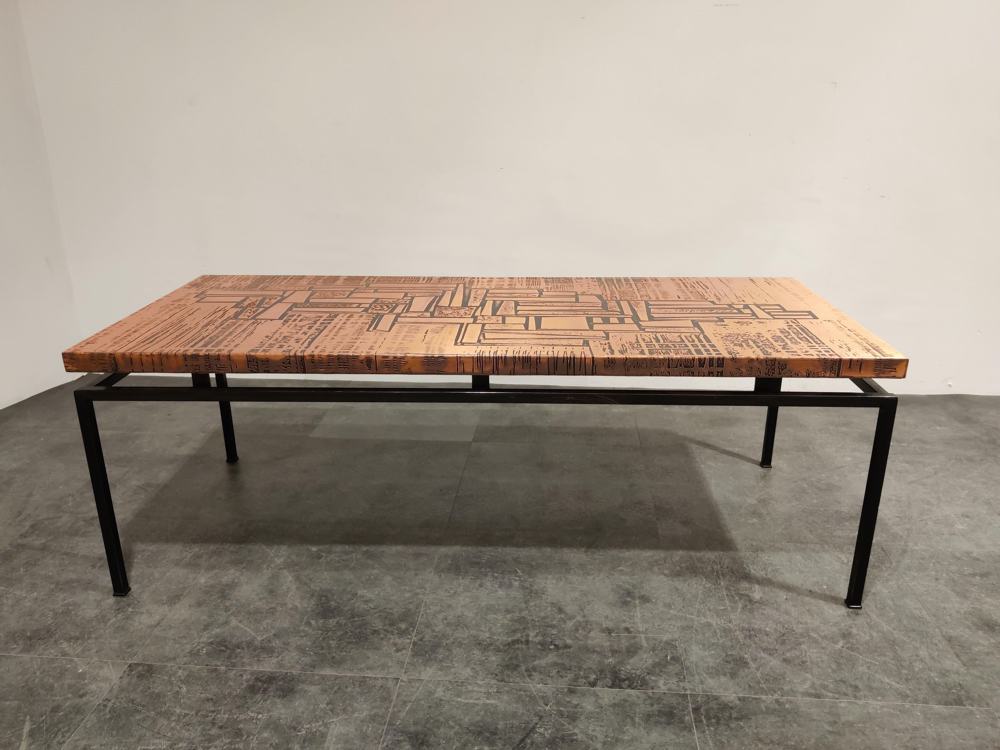 Mid-Century Modern Modernist Copper Coffee Table, 1960s For Sale
