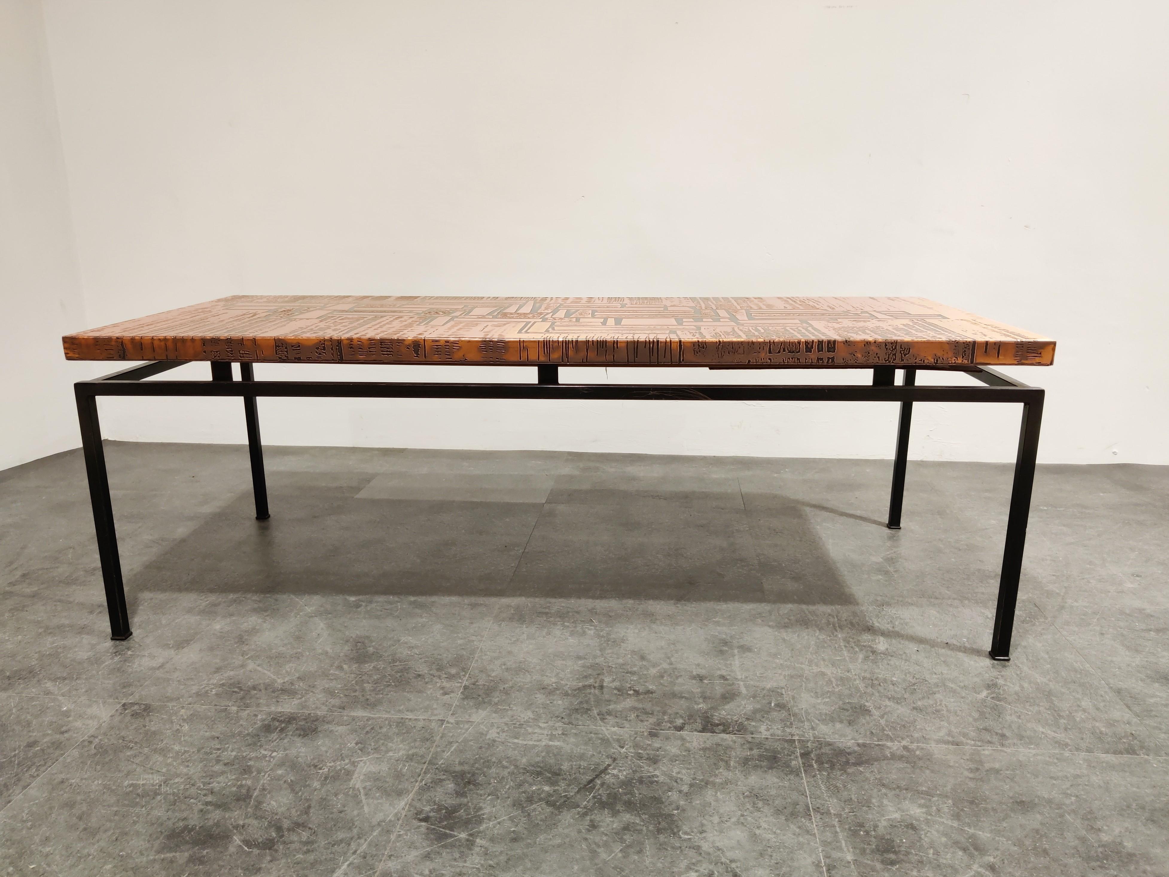 German Modernist Copper Coffee Table, 1960s For Sale