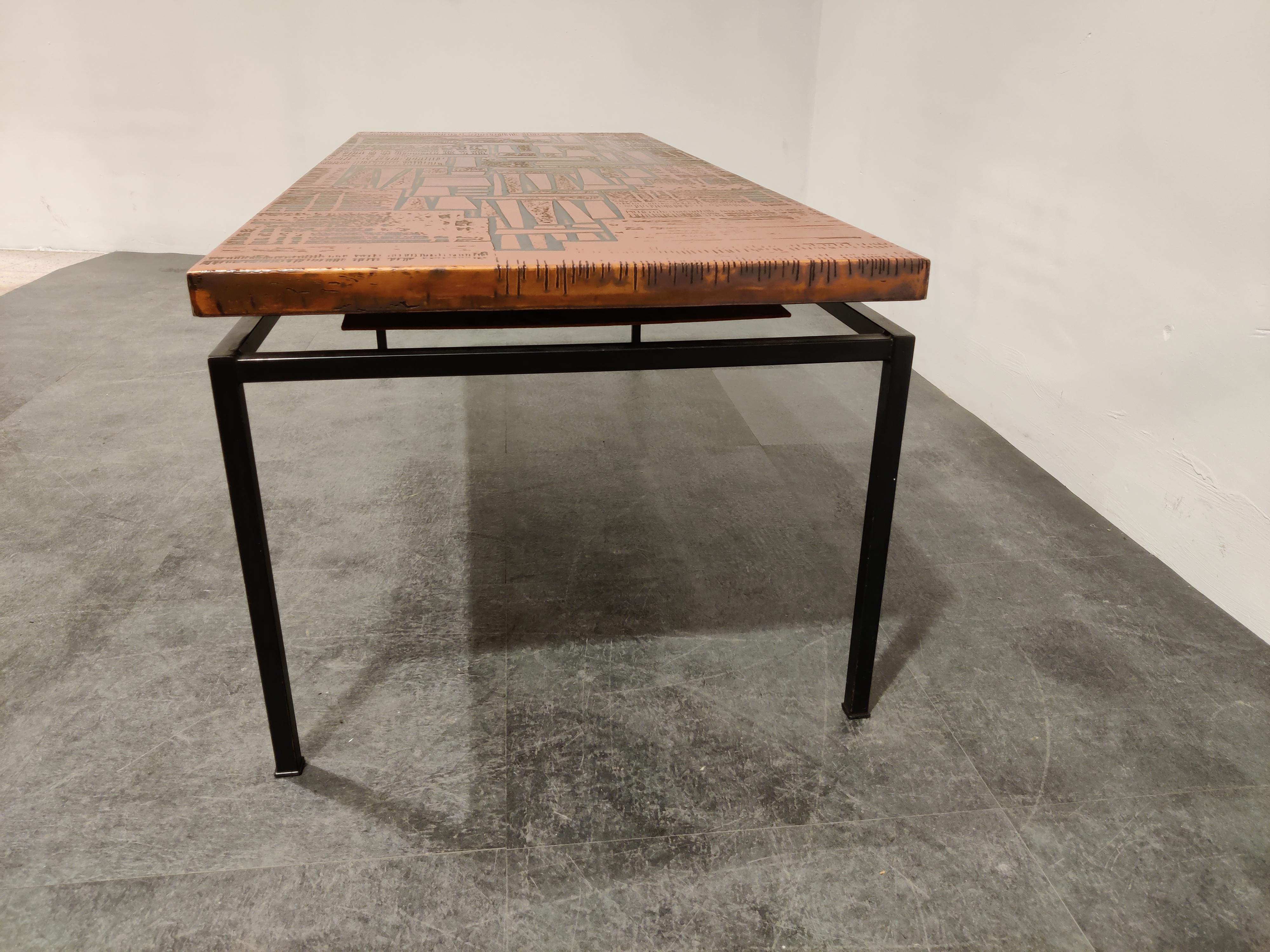 Mid-20th Century Modernist Copper Coffee Table, 1960s For Sale