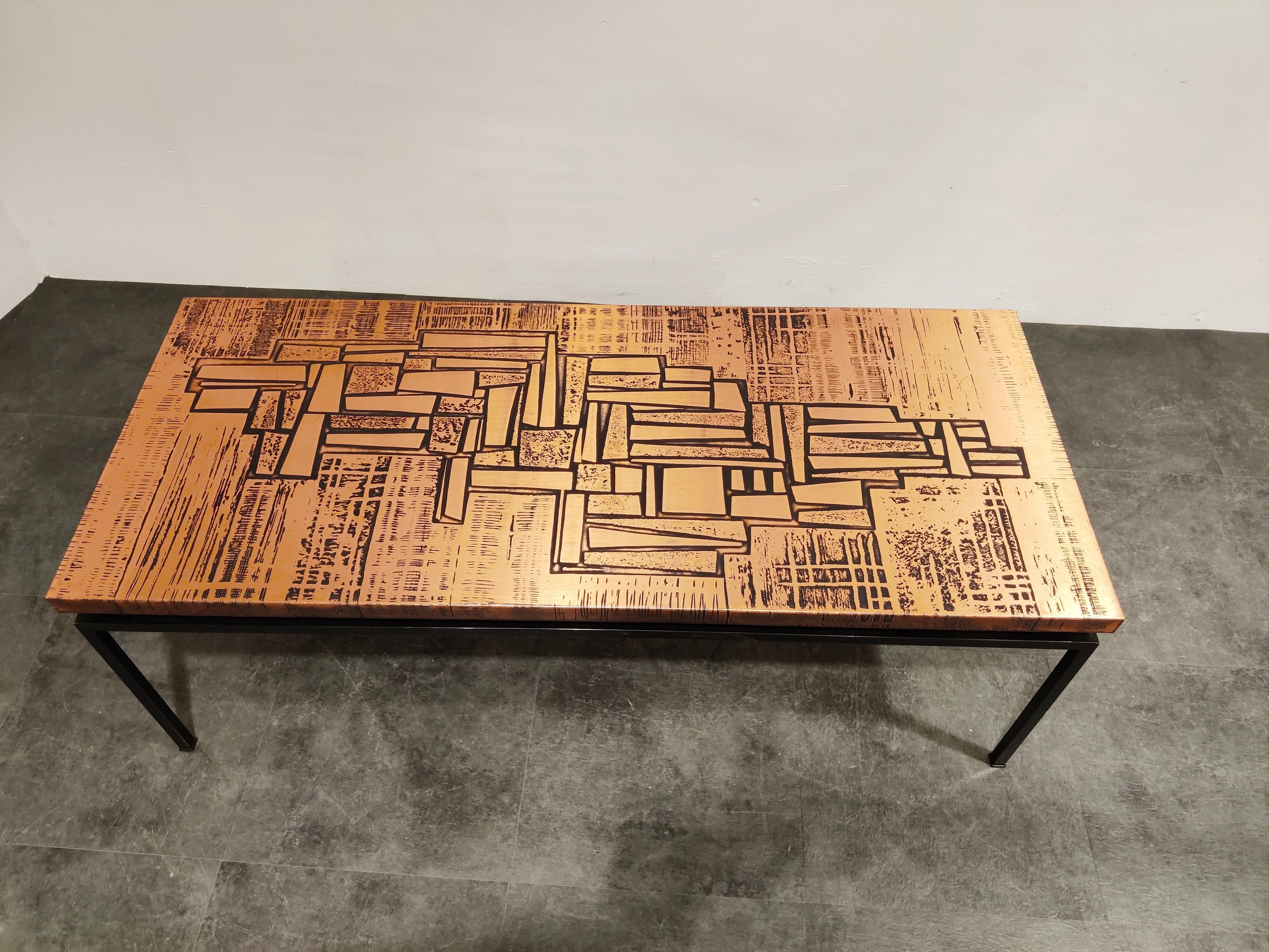 Modernist Copper Coffee Table, 1960s For Sale 3