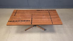 Modernist copper coffee table adjustable in height, 1960s