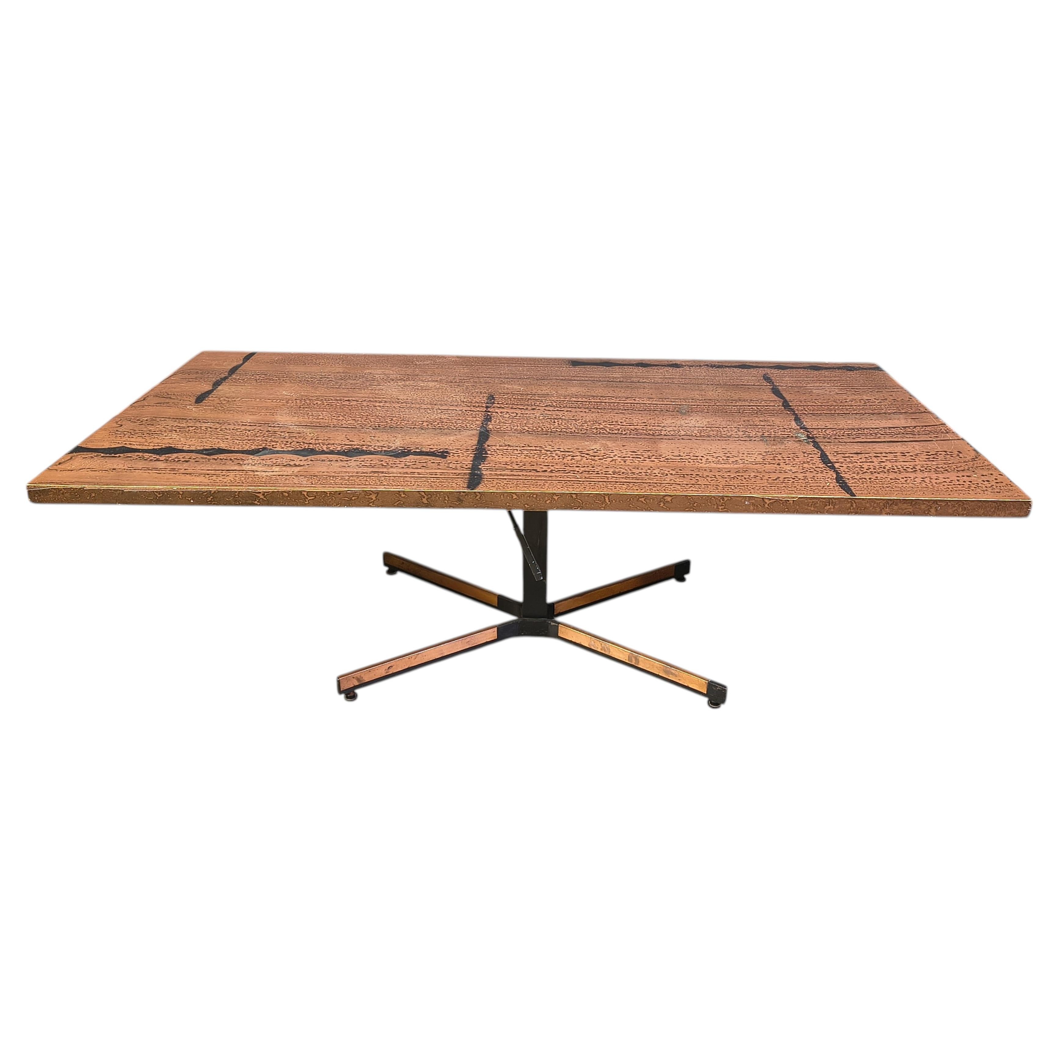 Modernist copper coffee table adjustable in height, 1960s