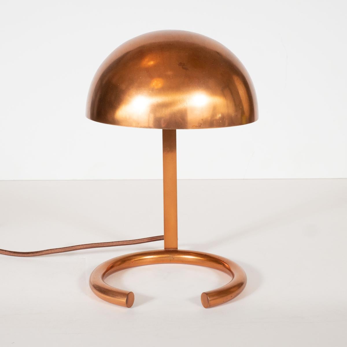 French  Modernist Copper Desk Lamp by Adnet For Sale