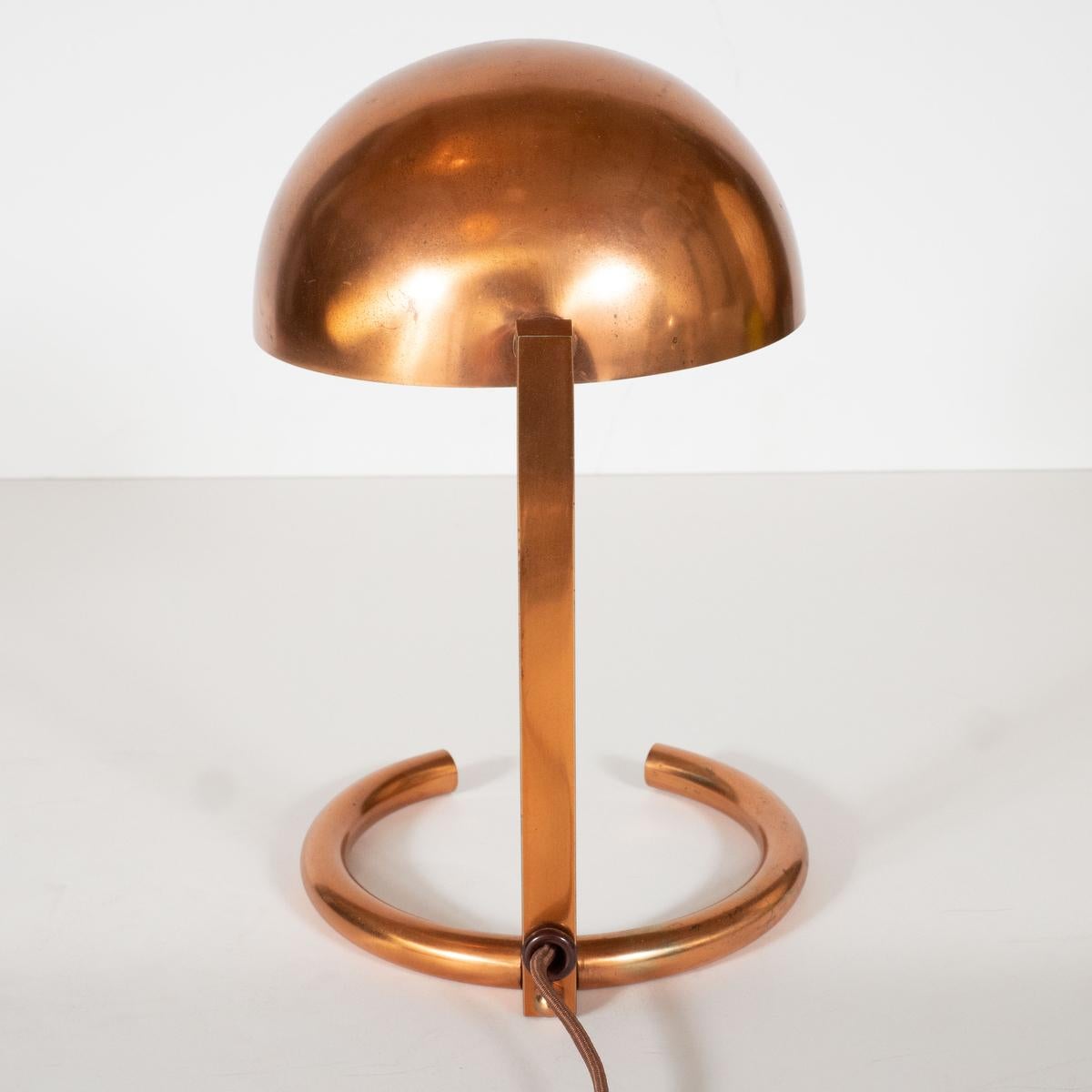 Mid-20th Century  Modernist Copper Desk Lamp by Adnet For Sale