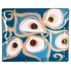 Bandeja modernista de cobre esmaltado con decoración abstracta