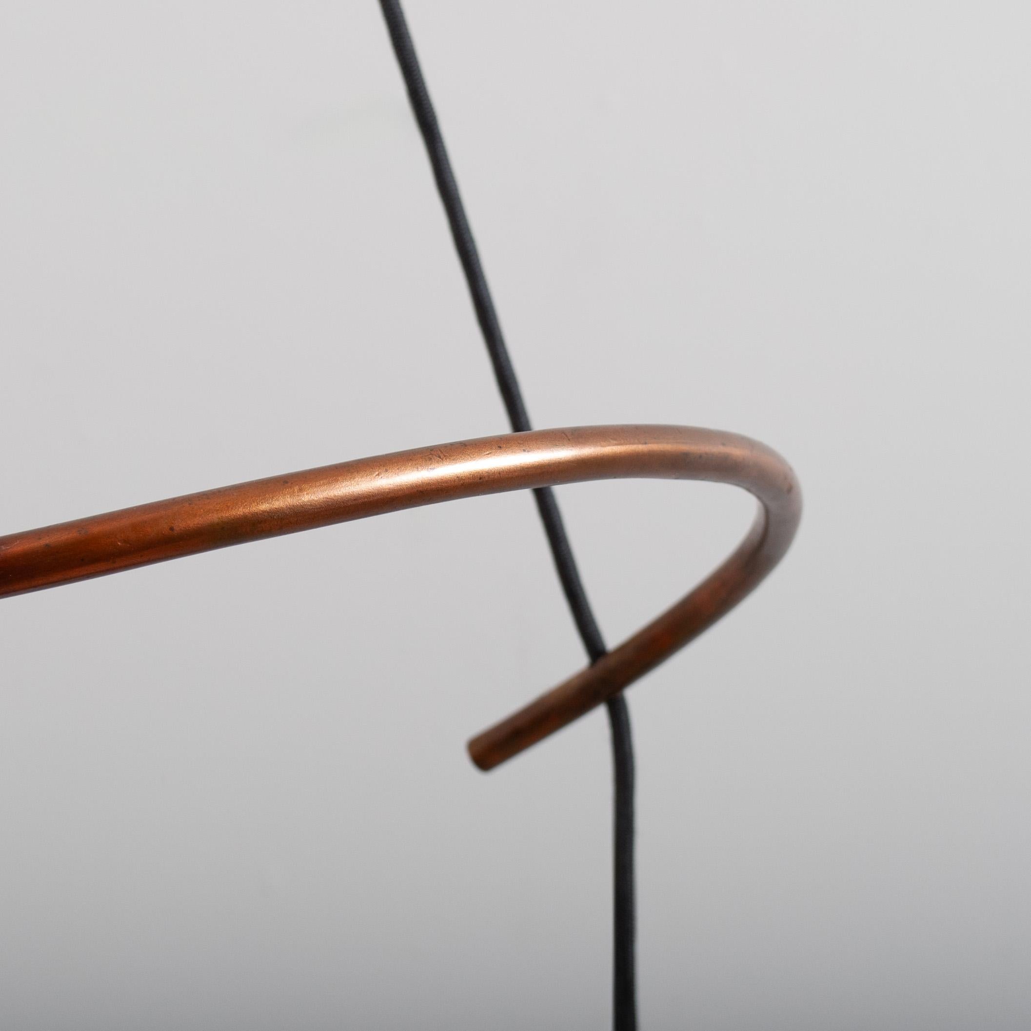 Scandinavian Modern Modernist Copper Triple Drop Pendant Light For Sale