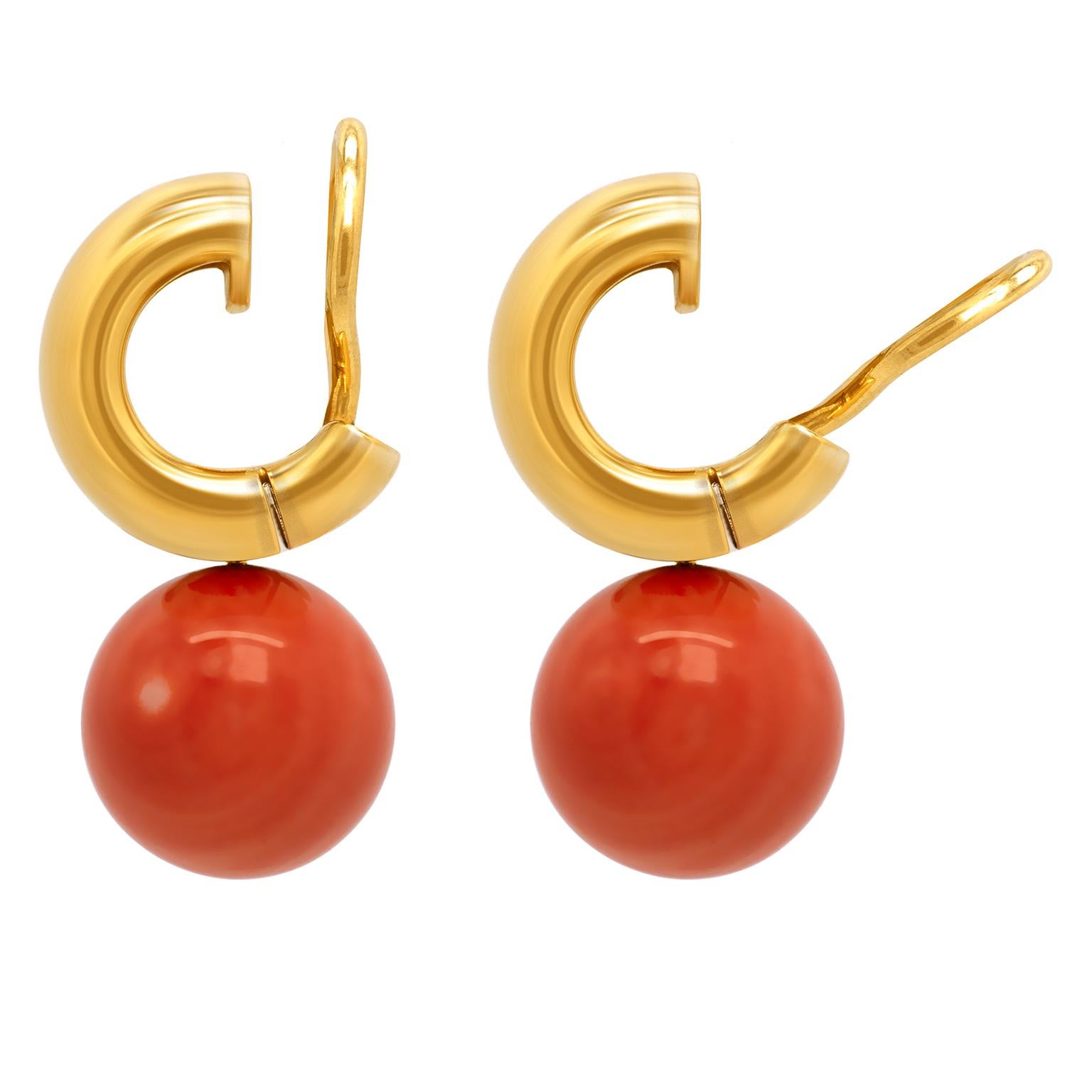 Modernist Coral Drop Earrings For Sale 2