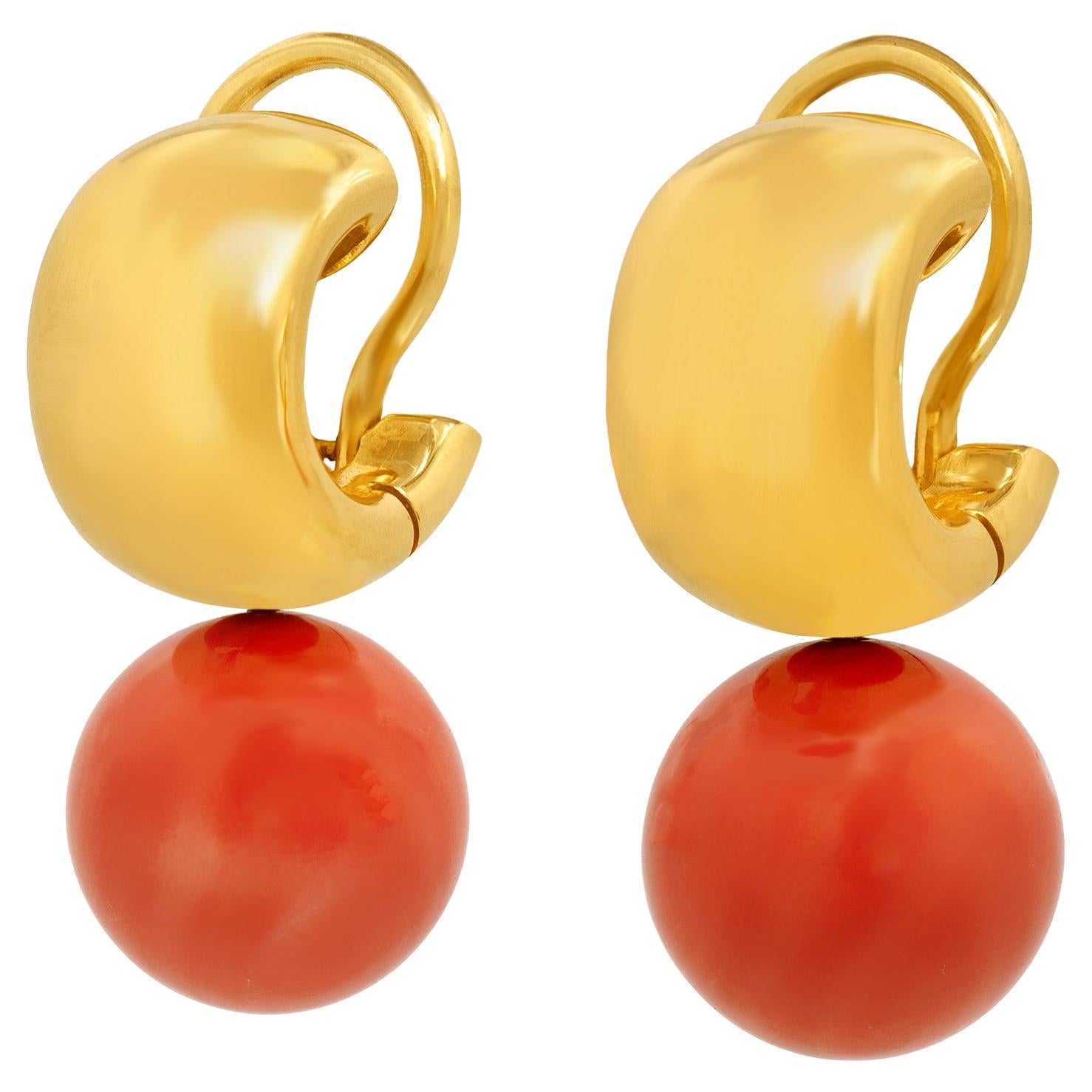 Modernist Coral Drop Earrings For Sale