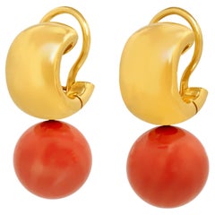Vintage Modernist Coral Drop Earrings