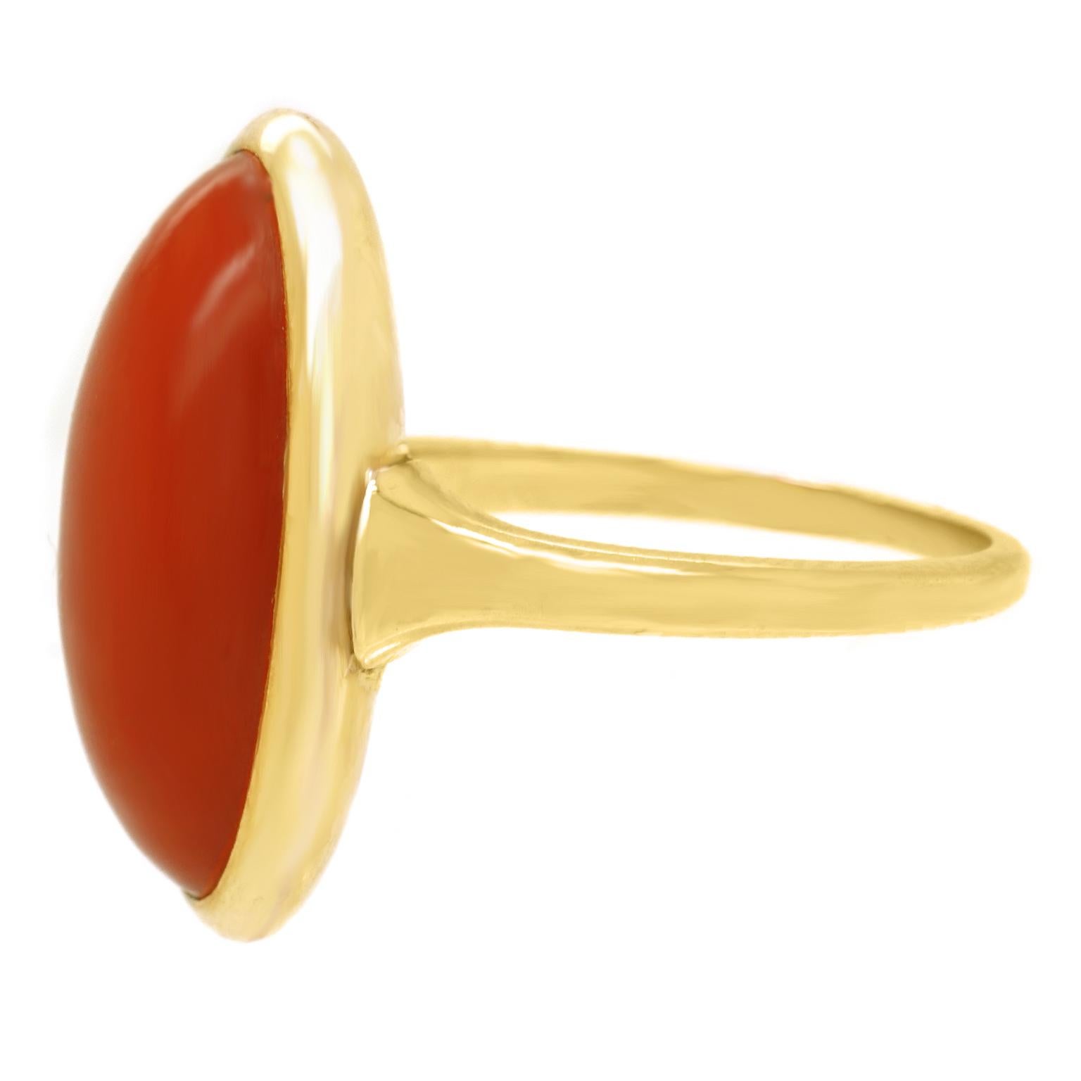 Modernist Coral-Set Gold Ring 3