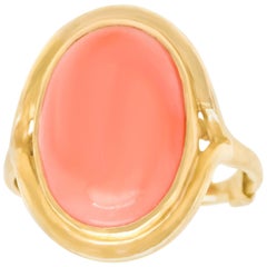 Modernist Coral-Set Gold Ring