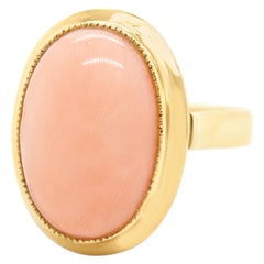 Modernist Coral Set Gold Ring