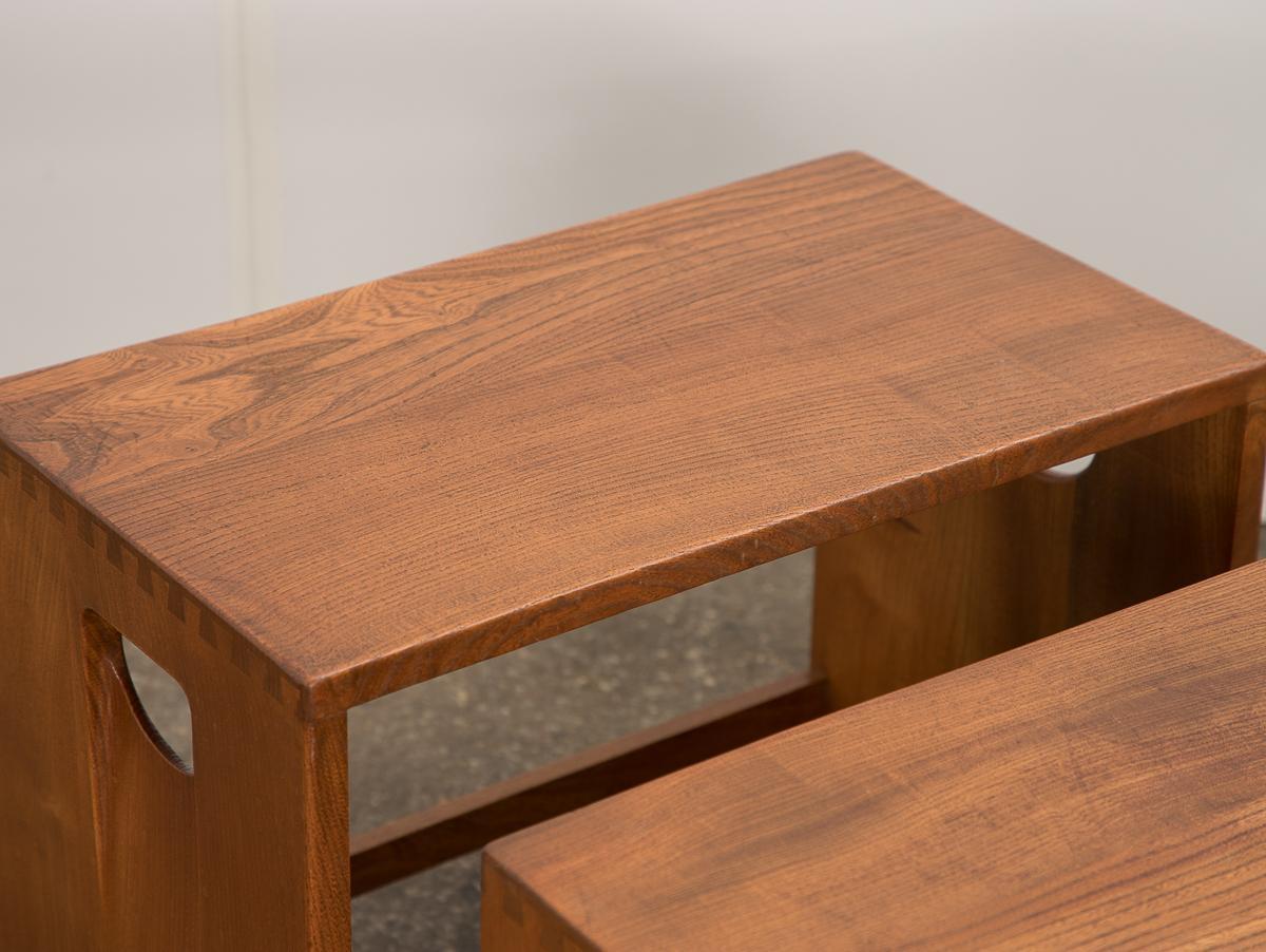 Japanese Modernist Crafted Oak Nesting Tables