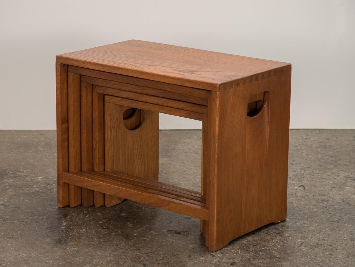 Modernist Crafted Oak Nesting Tables In Good Condition In Brooklyn, NY